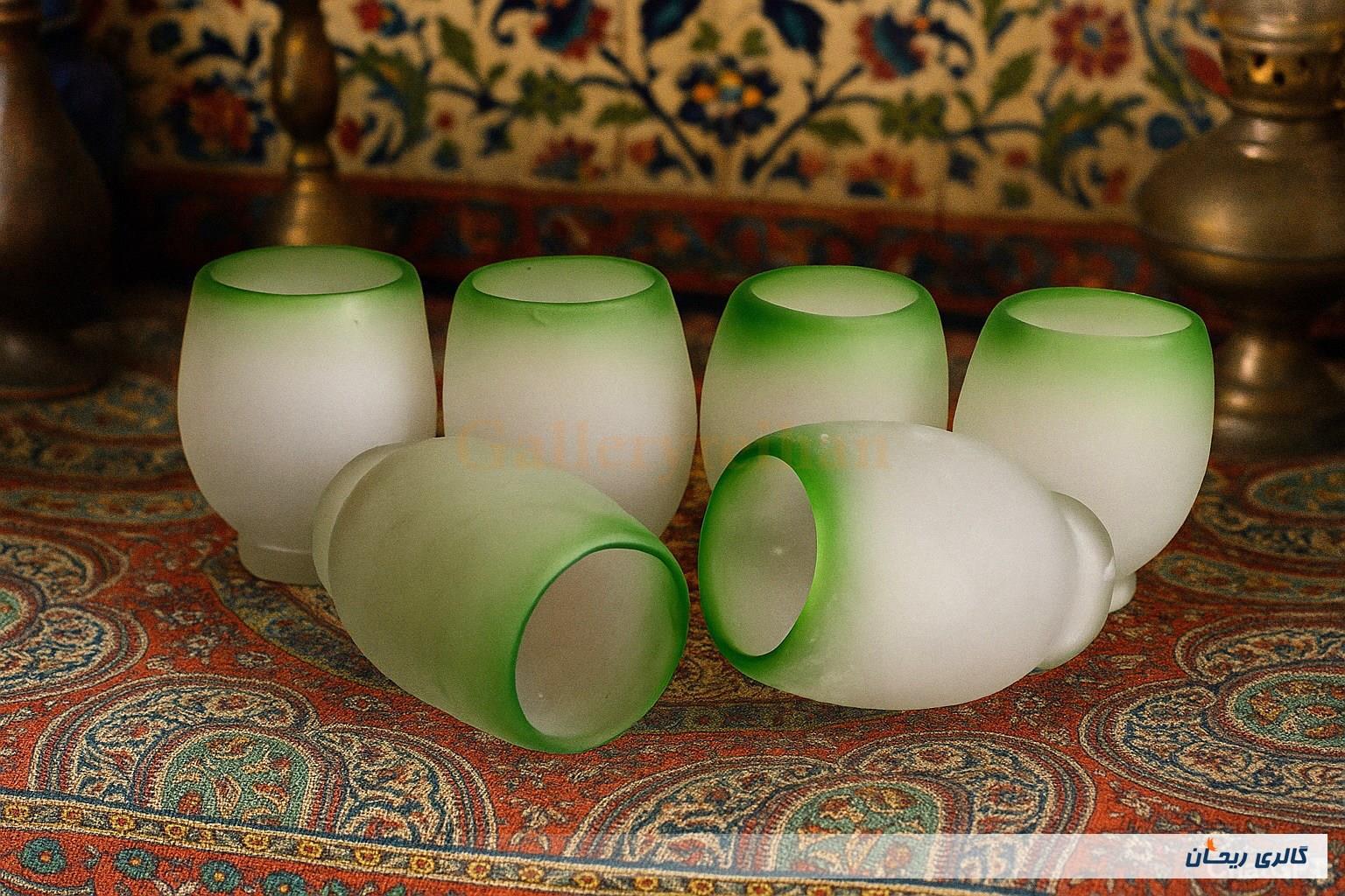 6عدد لیوان دستساز قدیمی مات رنگ پسته ای 