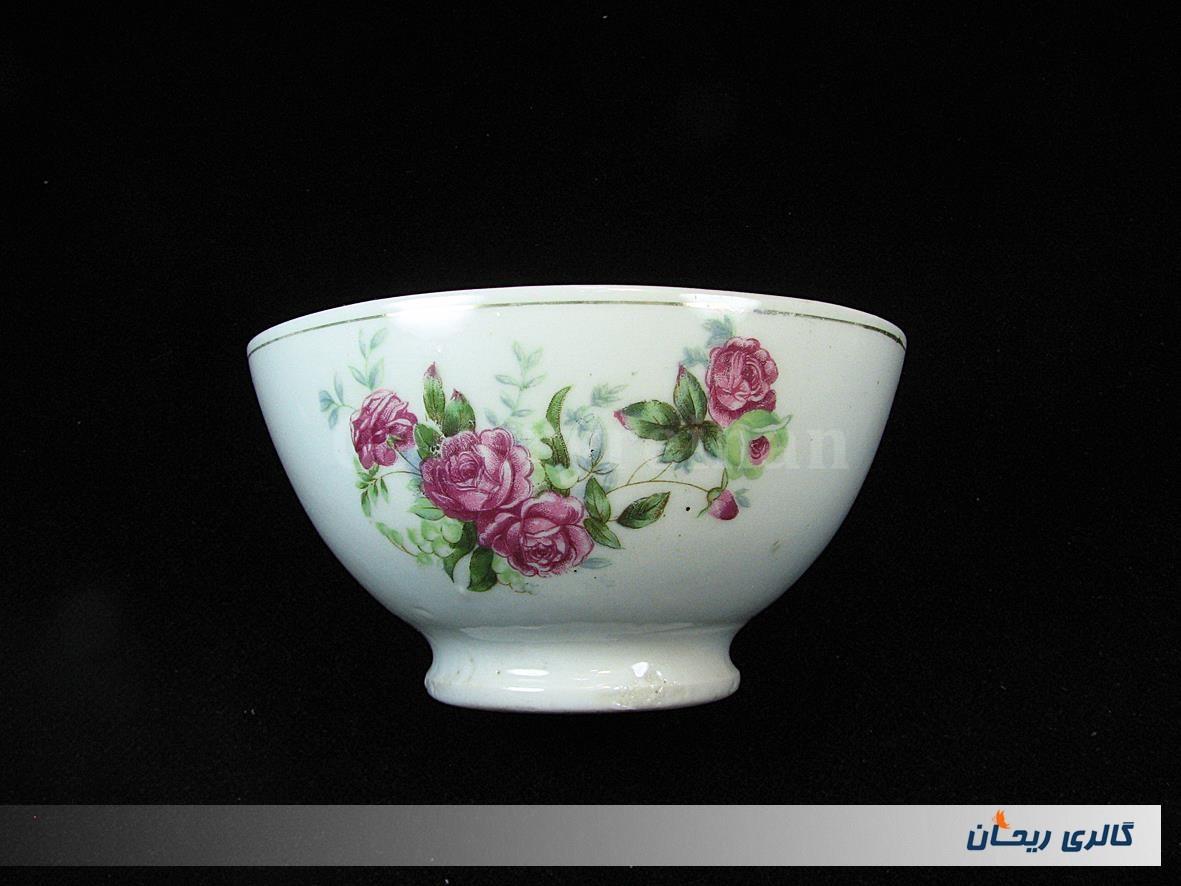 کاسه یا پیاله گل سرخی قدیمی مارک KPM