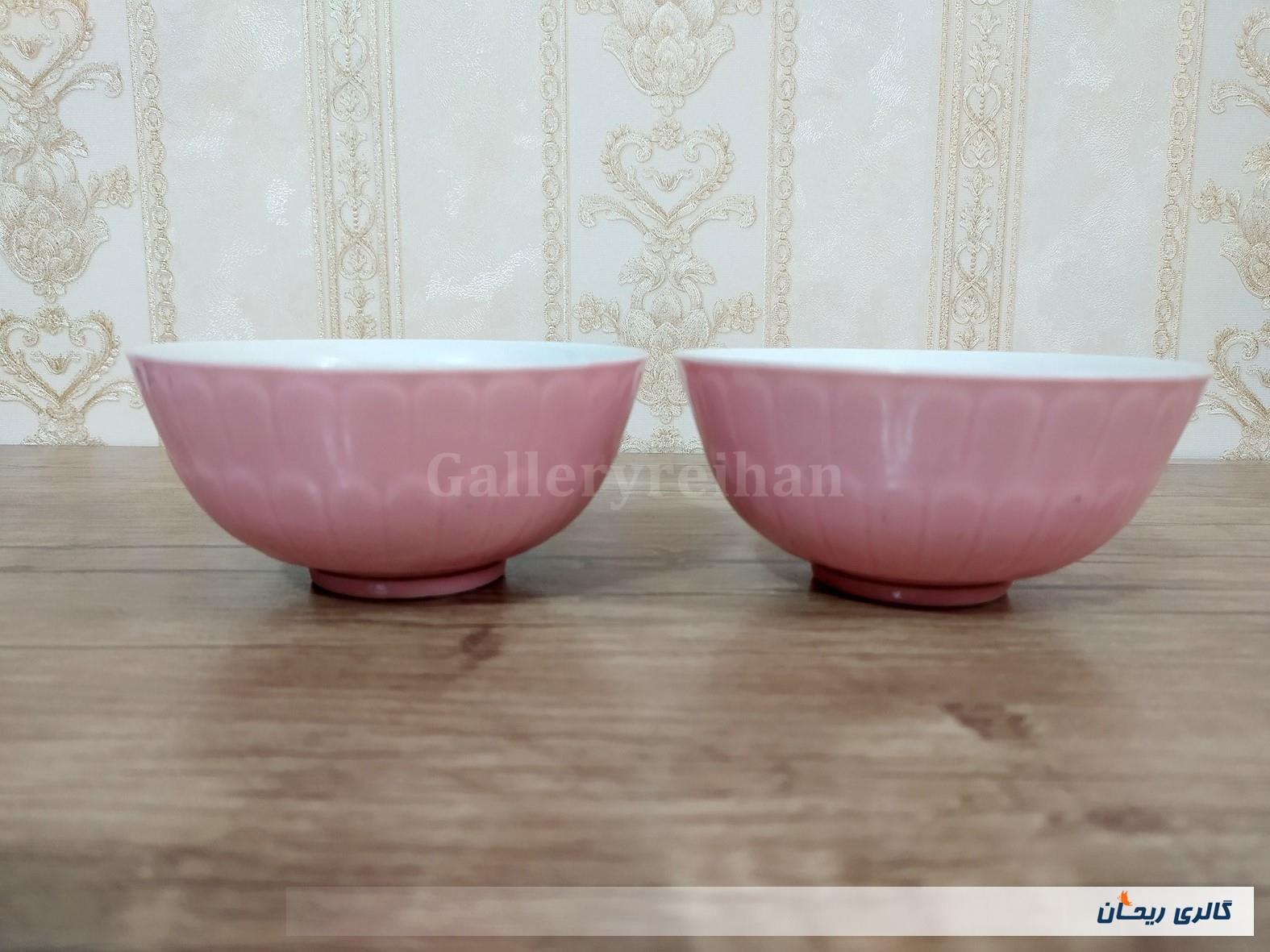 2عدد کاسه قدیمی صورتی نقش برجسته 