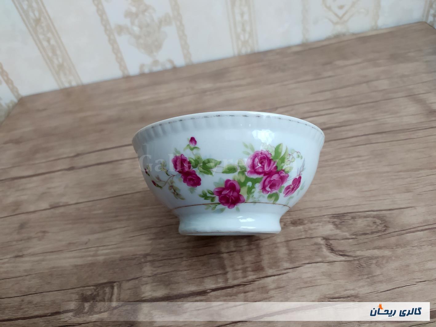 کاسه گل سرخی قدیمی دورو گل ساخت ژاپن 