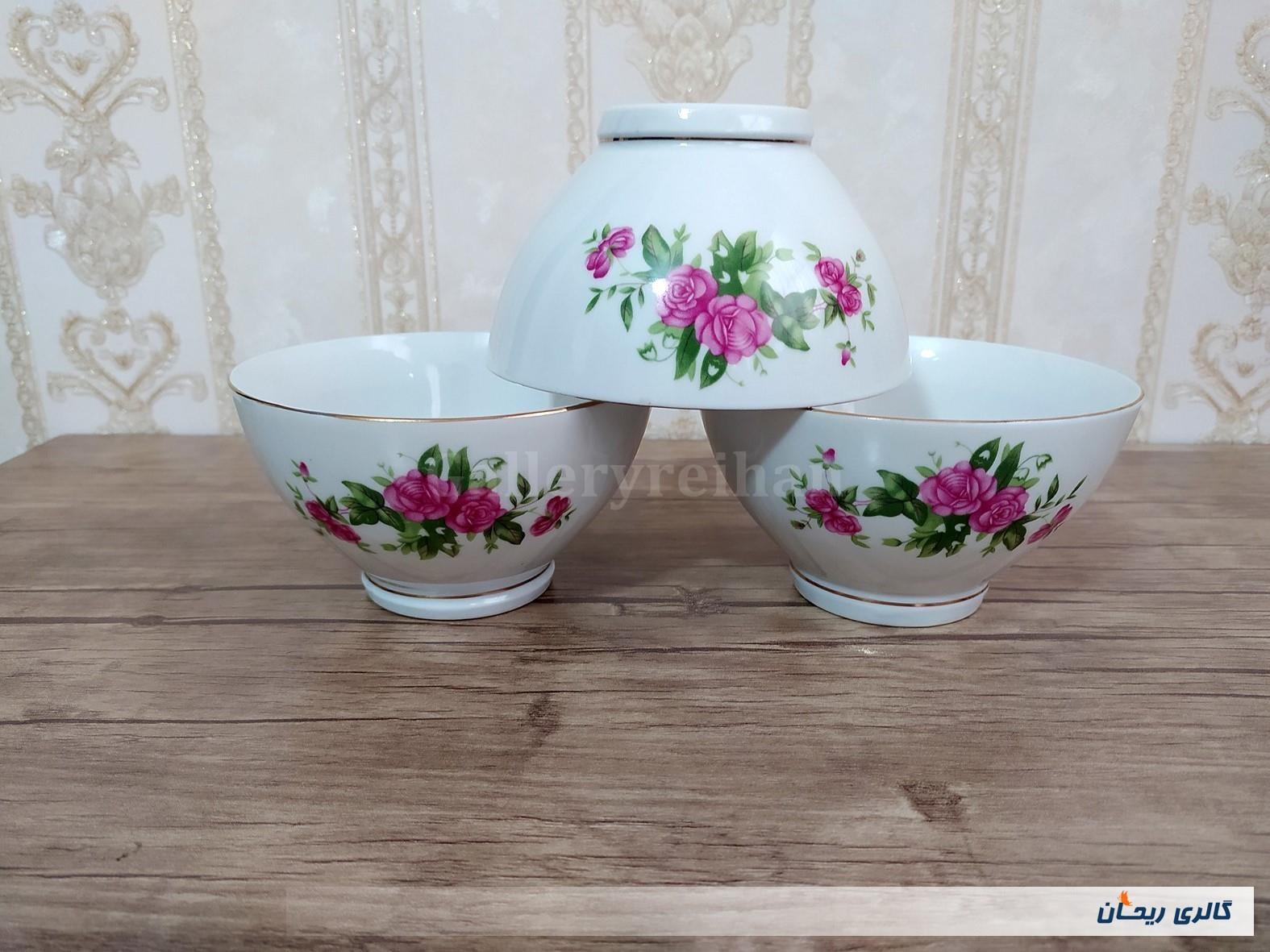 3عدد کاسه گل سرخی قدیمی سایز کوچک 