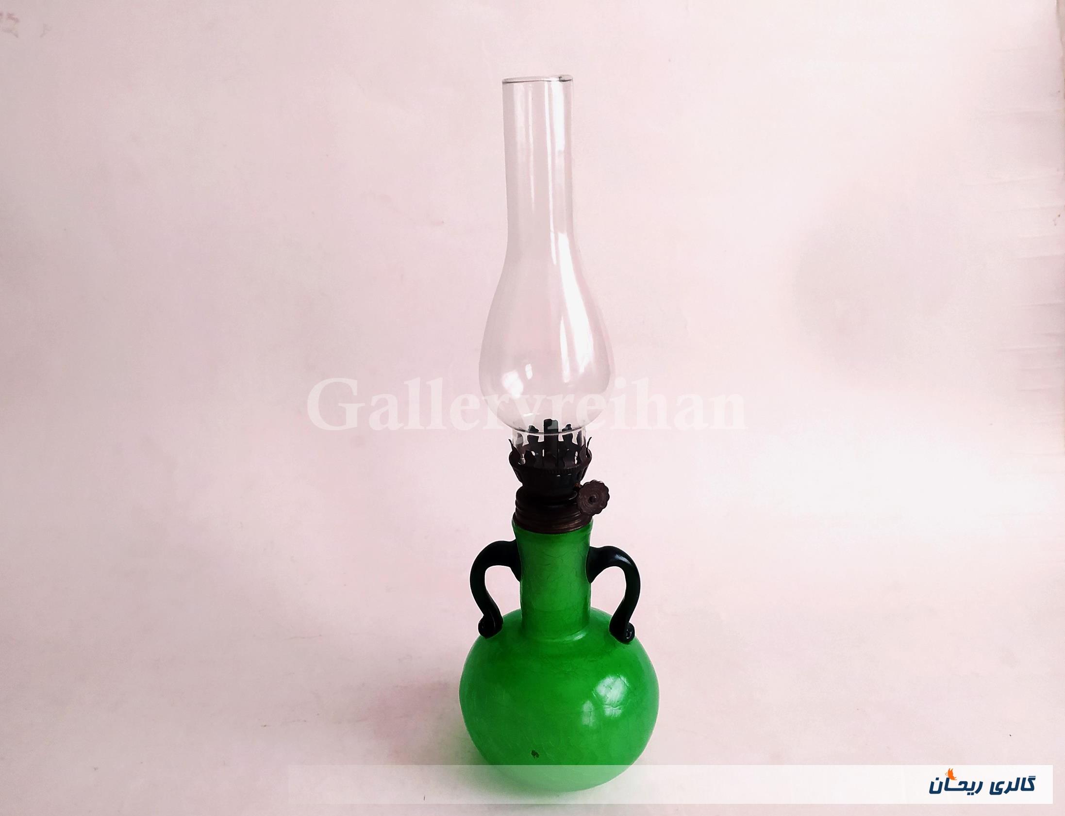 چراغ نفتی سبز (رنگ شده) دو دسته زیبا 