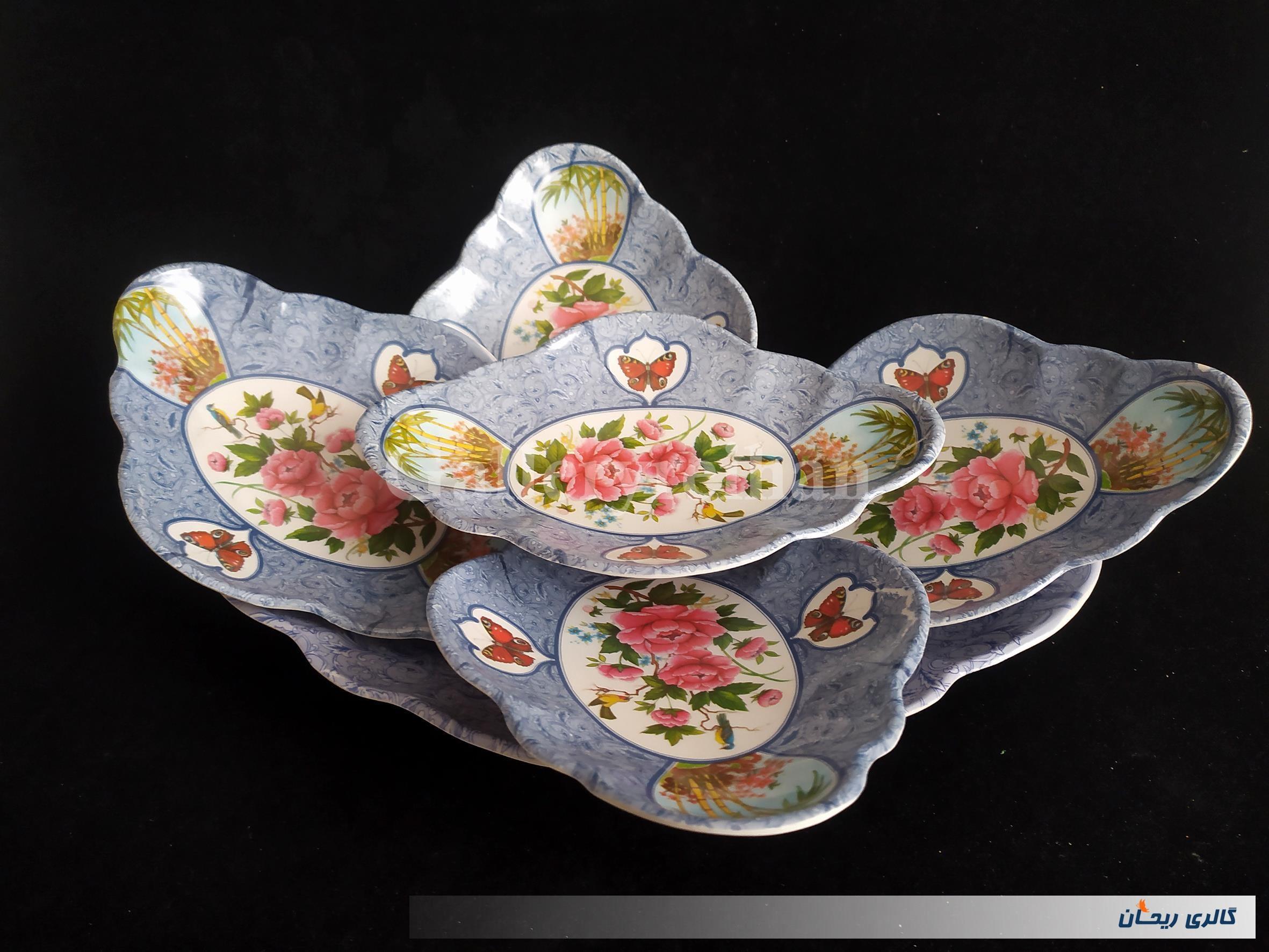 ست 6 پارچه پذیرایی ملامین قدیمی کمیاب