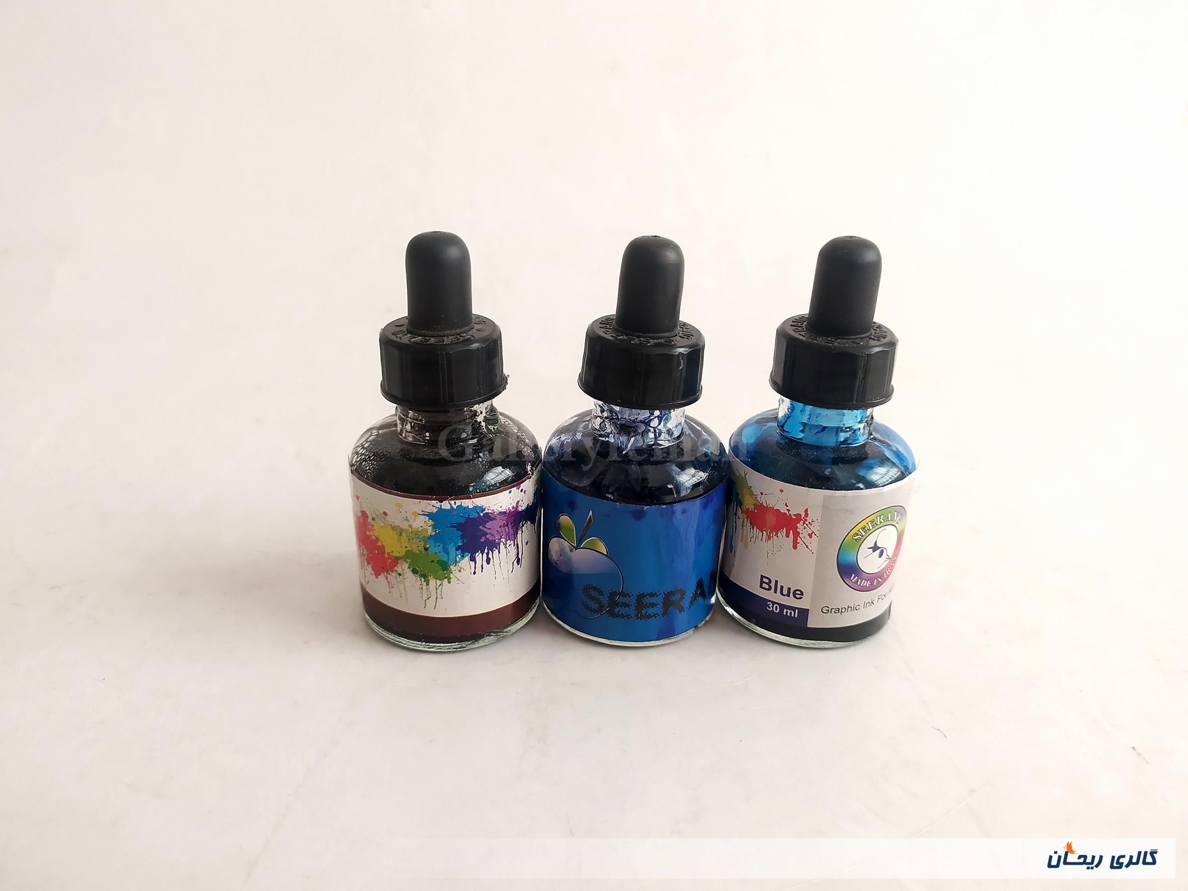 3عدد رنگ اکولین آبی و مشکی سیرنگ 30ml