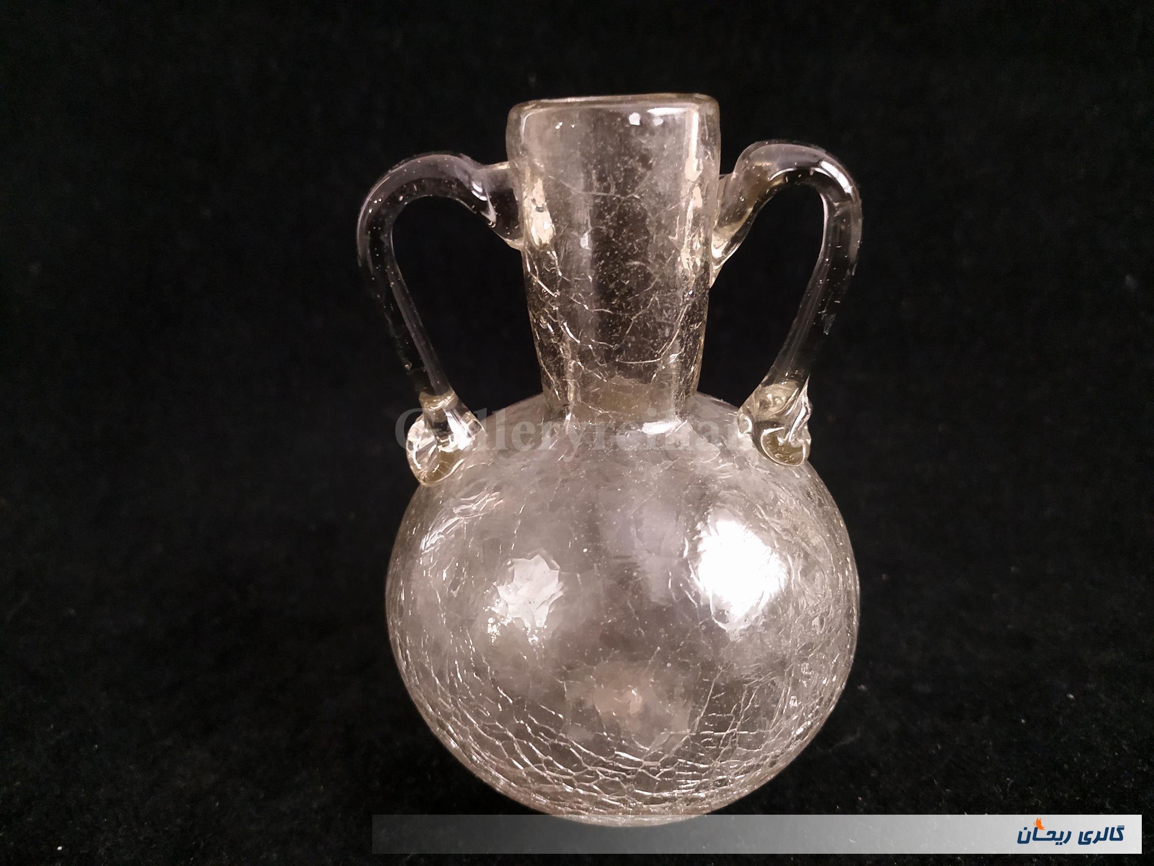 بطری کوچک 2دسته طرح ترک یا آبگز دستساز شفاف