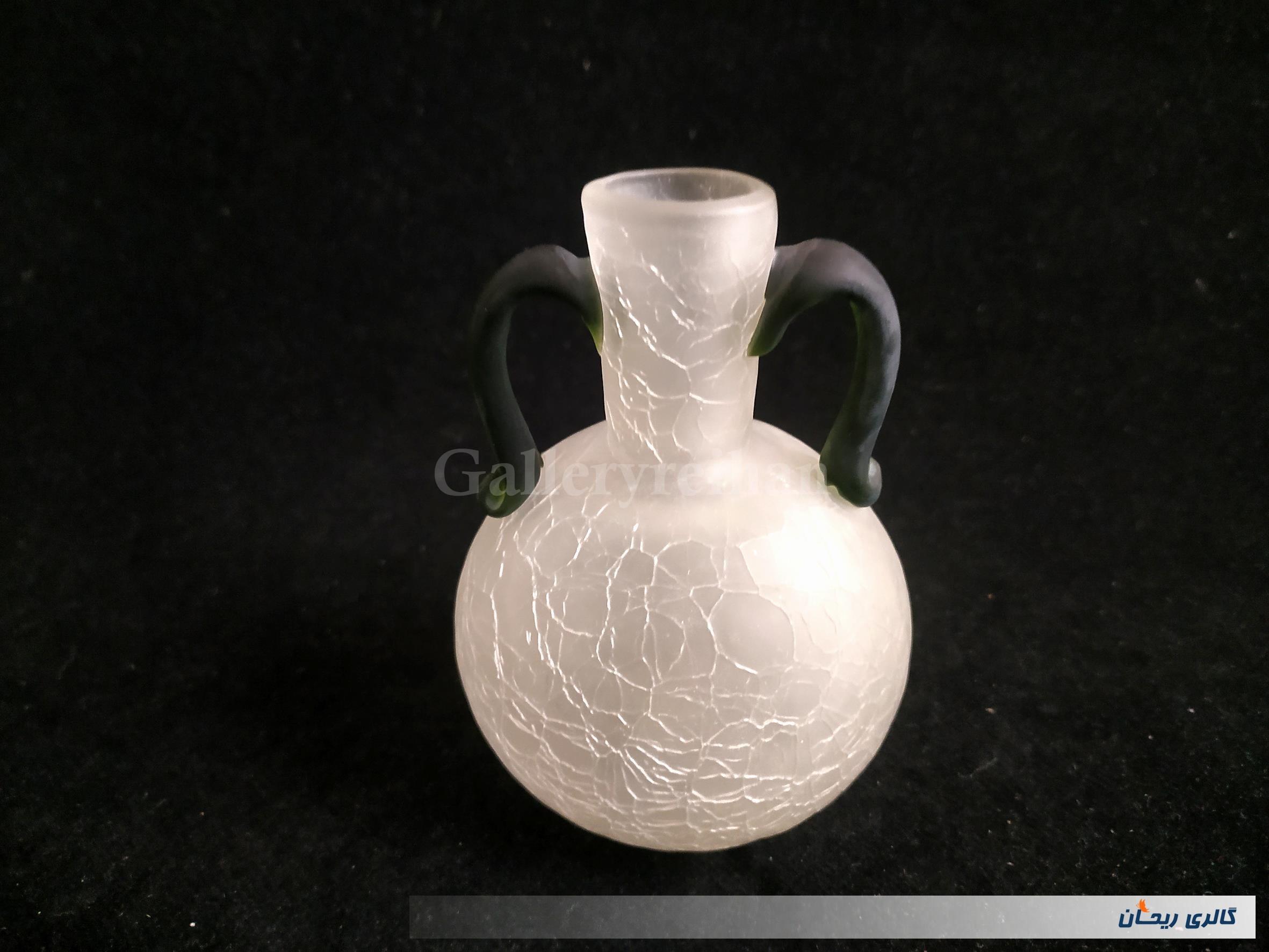 بطری کوچک 2دسته سبز طرح ترک یا آبگز دستساز 