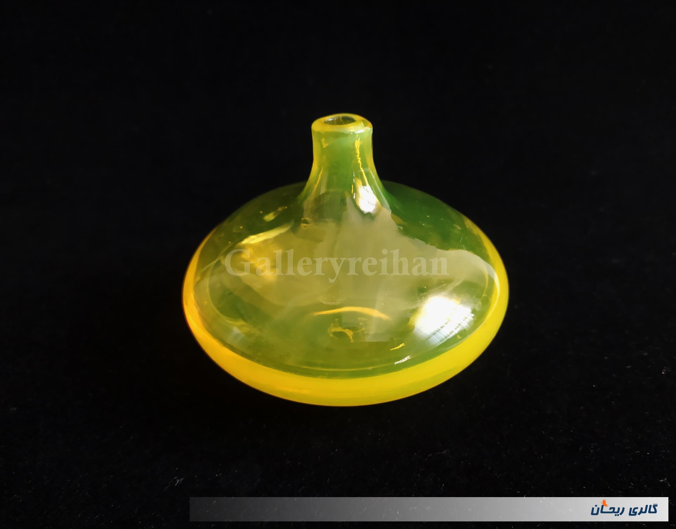 سالونگ یا بطری دستساز شیشه ای کوچک زرد 