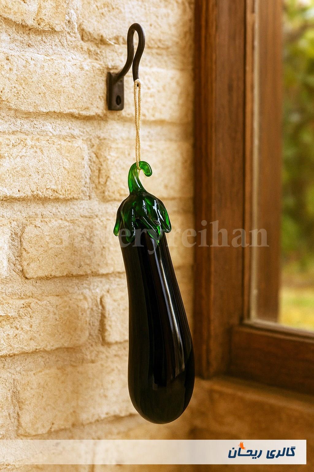 بادمجان شیشه ای دست ساز قدیمی کمیاب 