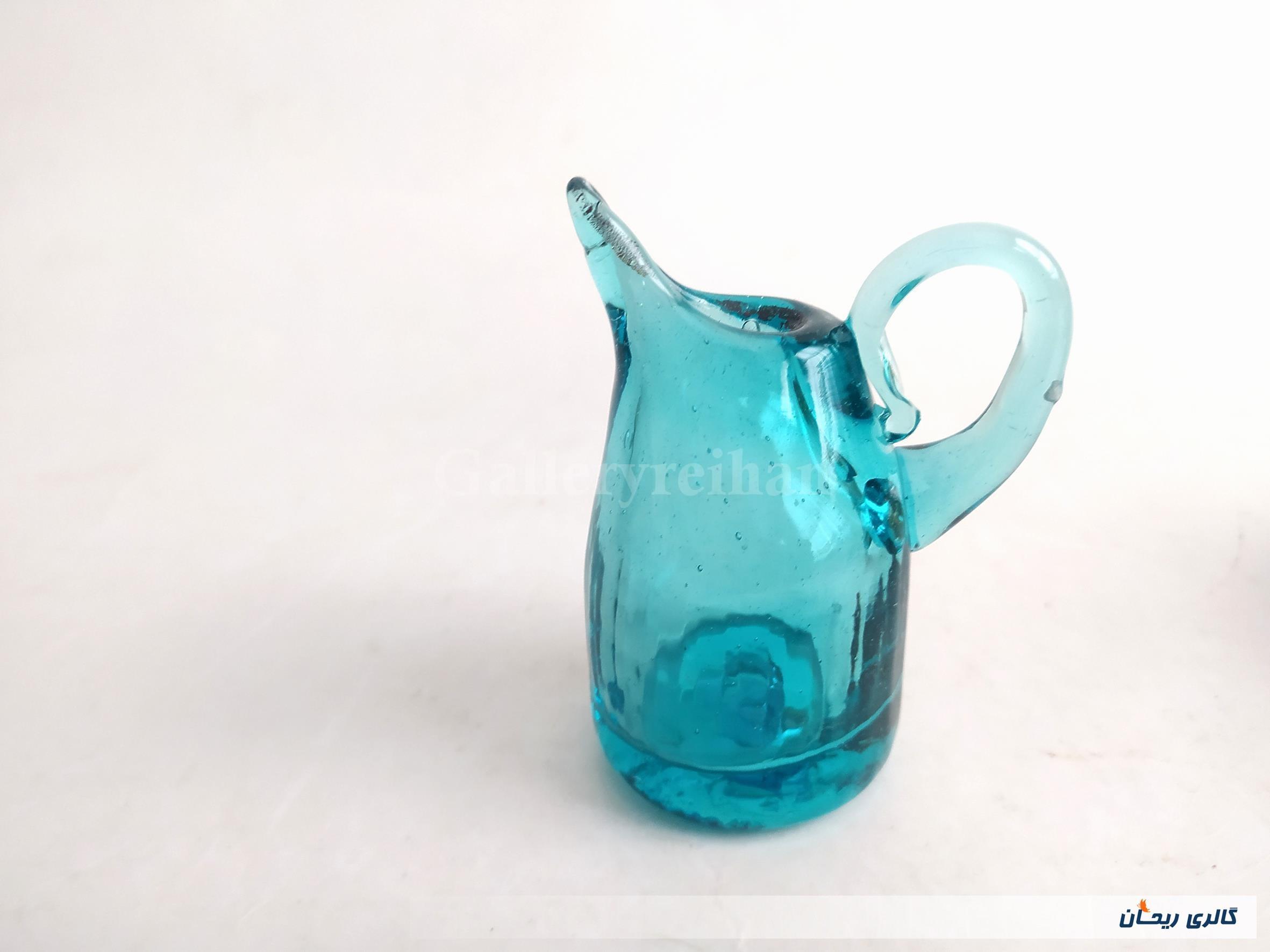 آبلیموخوری کاملا دستساز شیشه ای آبی رنگ 
