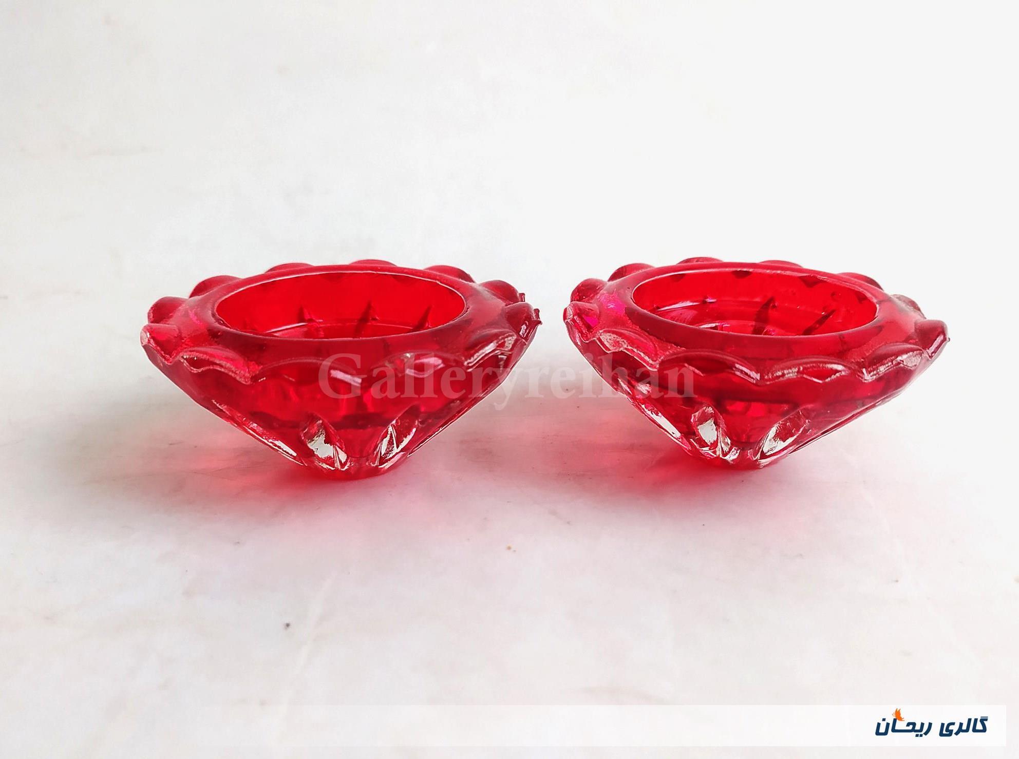 2عدد شمعدان شیشه ای ضخیم طرح الماس توپر 