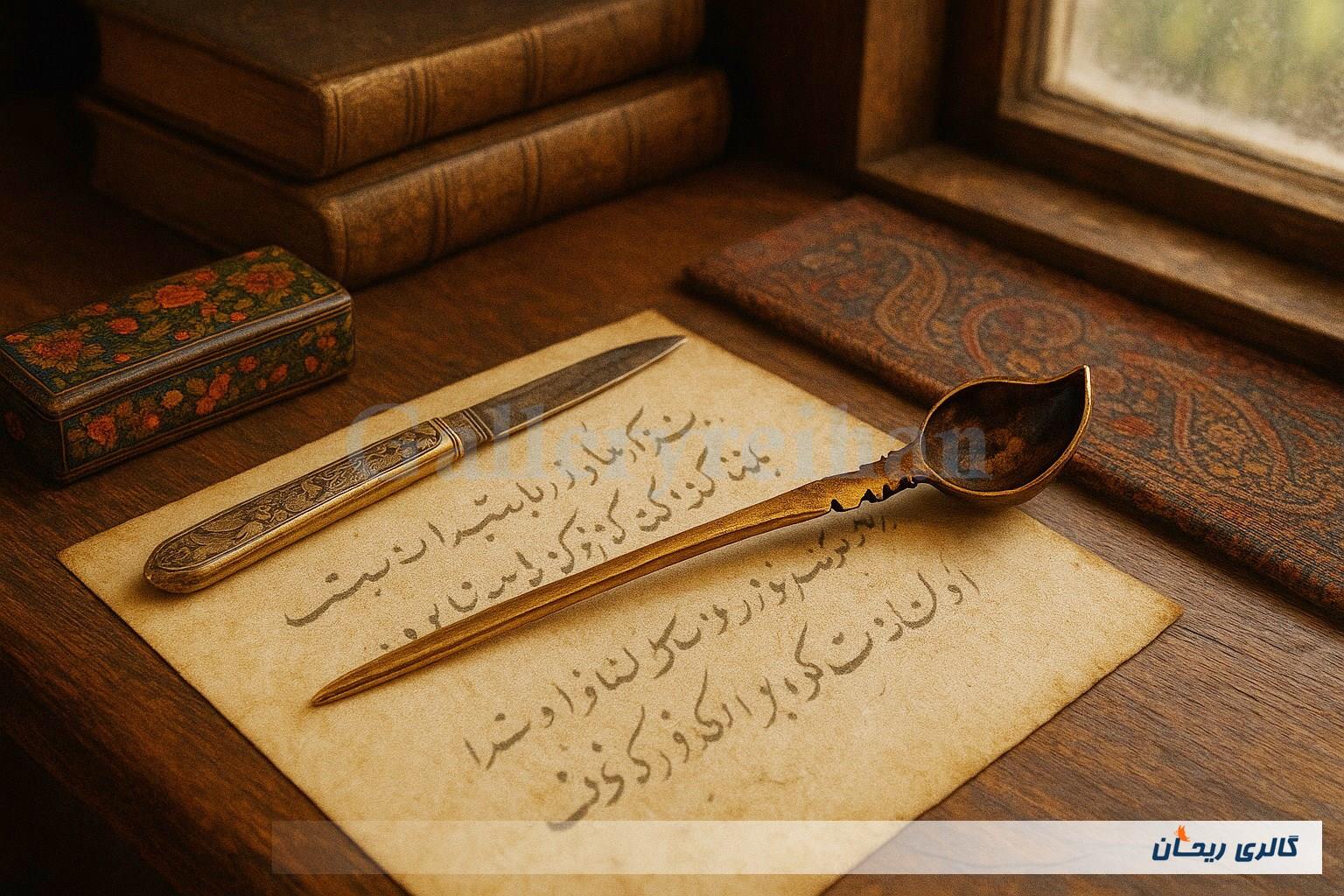 ملواق یا قاشق برنجی مخصوص قلمدان اساتید 