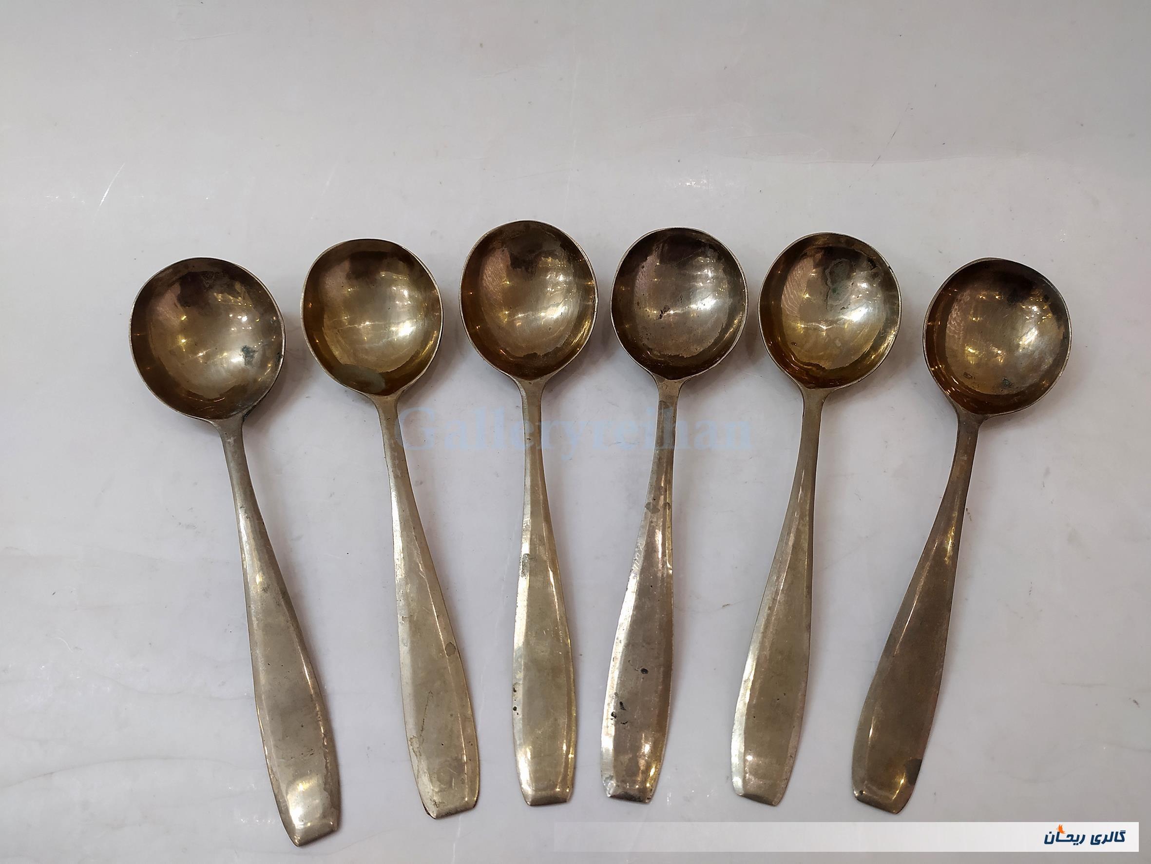 6عدد قاشق قدیمی برنجی دستساز مهردار 