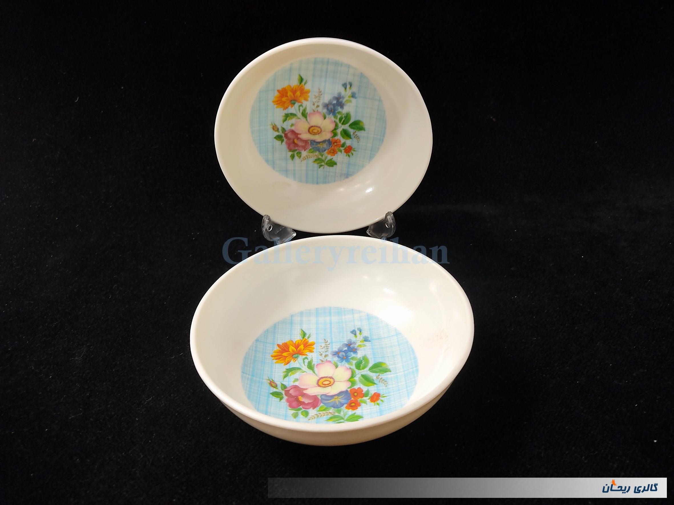 یک جفت کاسه ملامین طرح گل قدیمی 