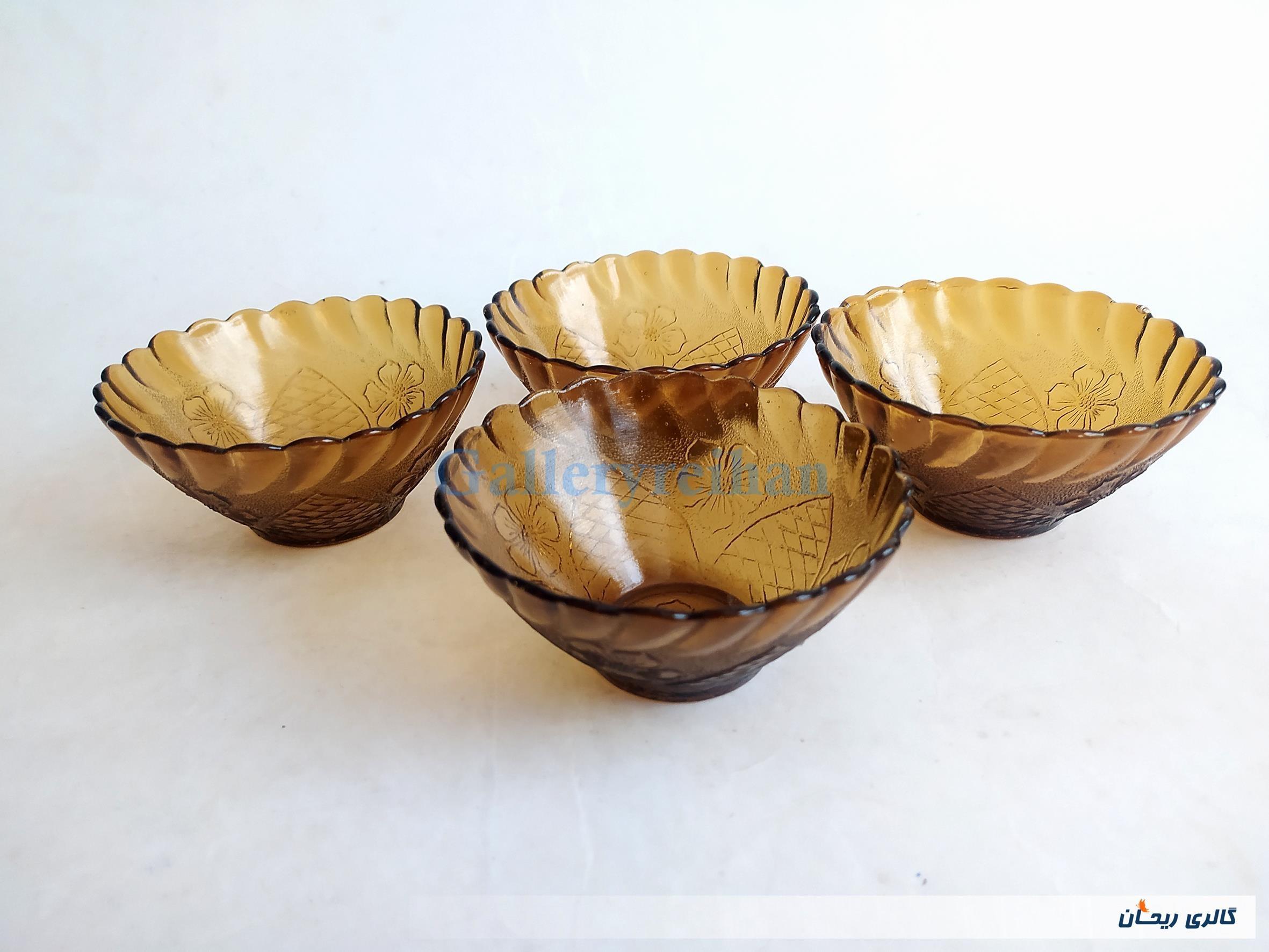 4عدد کاسه شیشه ای قدیمی عسلی 