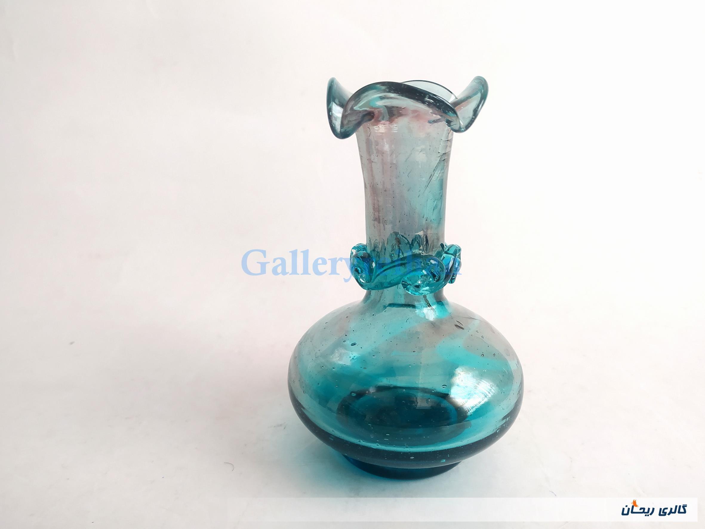 گلدان دست ساز قدیمی زیبا آبی رنگ 