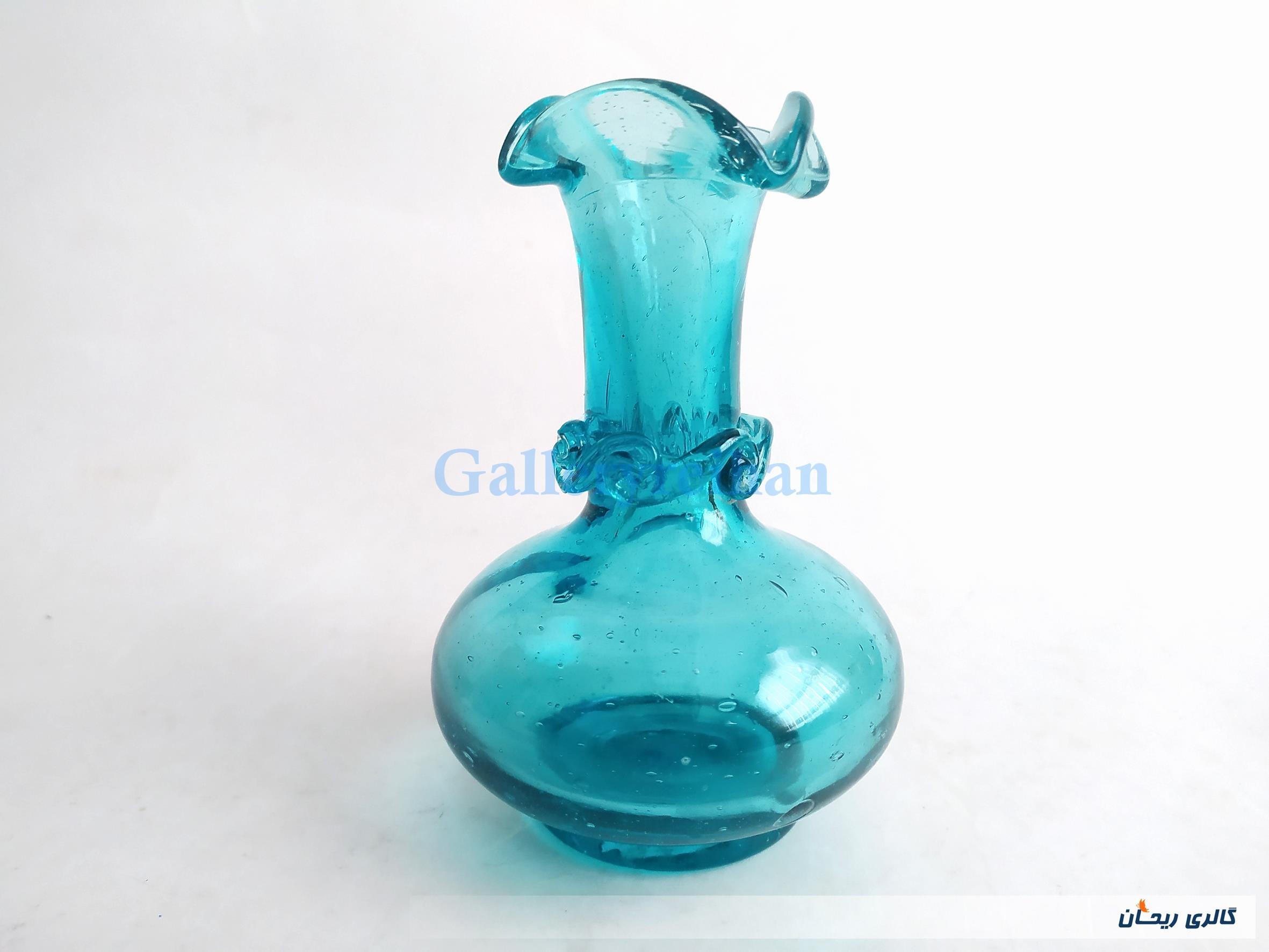 گلدان دست ساز قدیمی زیبا آبی رنگ 