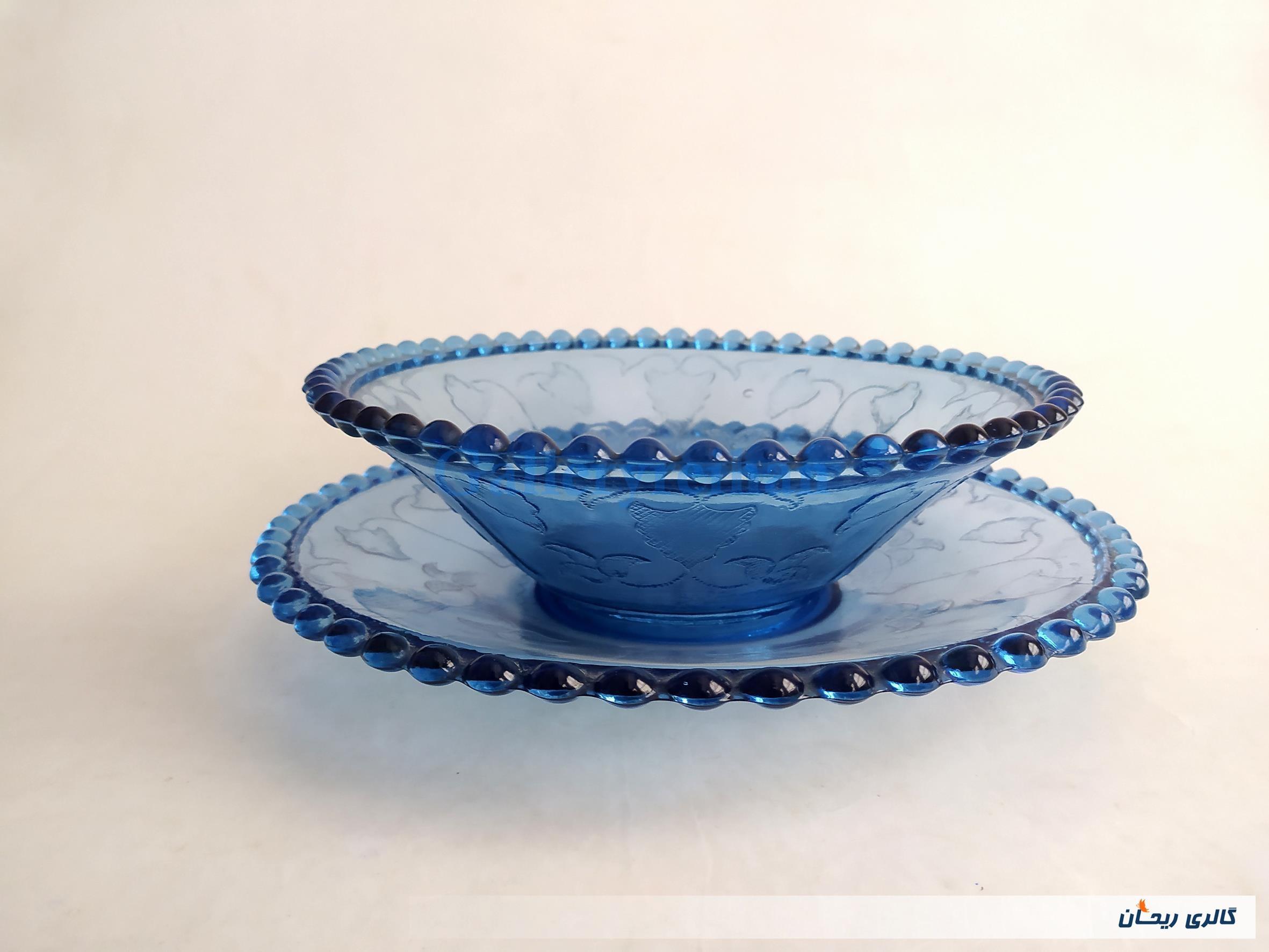 کاسه و بشقاب تیله ای آبی 