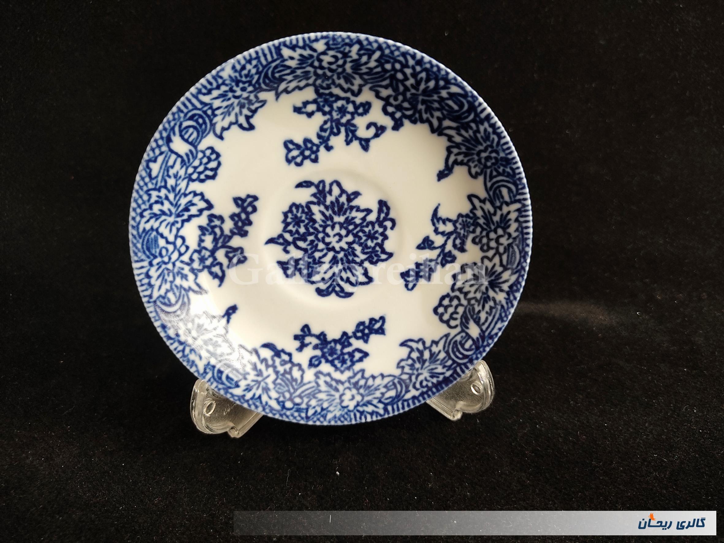 دیوارکوب یا نعلبکی قلم آبی قدیمی طرح گل