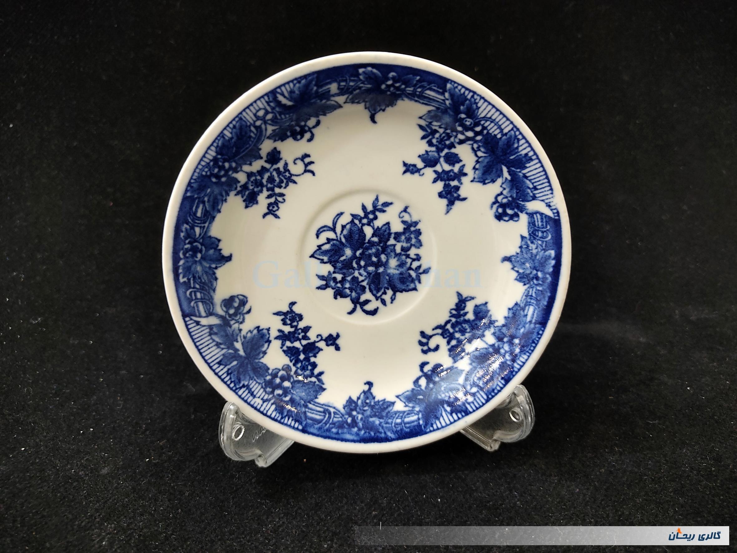 دیوارکوب یا نعلبکی قلم آبی قدیمی طرح گل