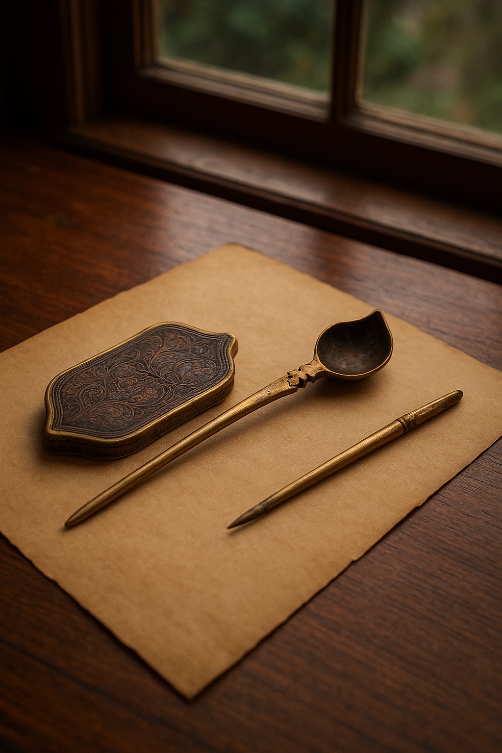 ملواق یا قاشق برنجی مخصوص قلمدان اساتید 