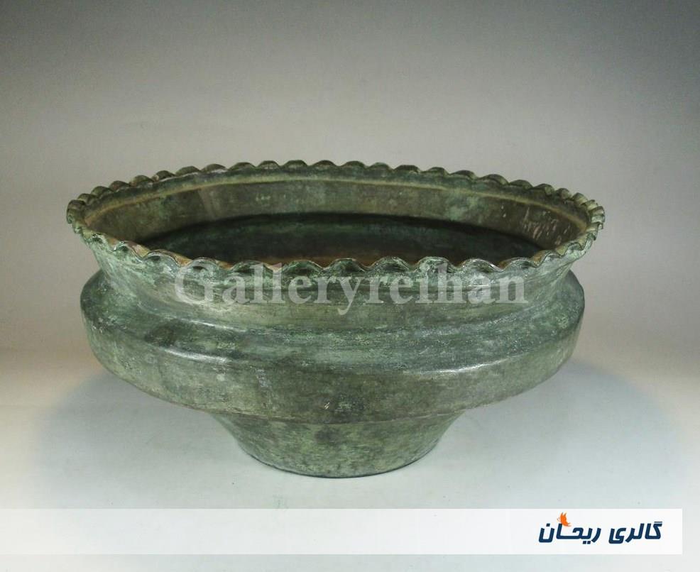 تاس مسی قدیمی قاجاری دستساز کنگره دار