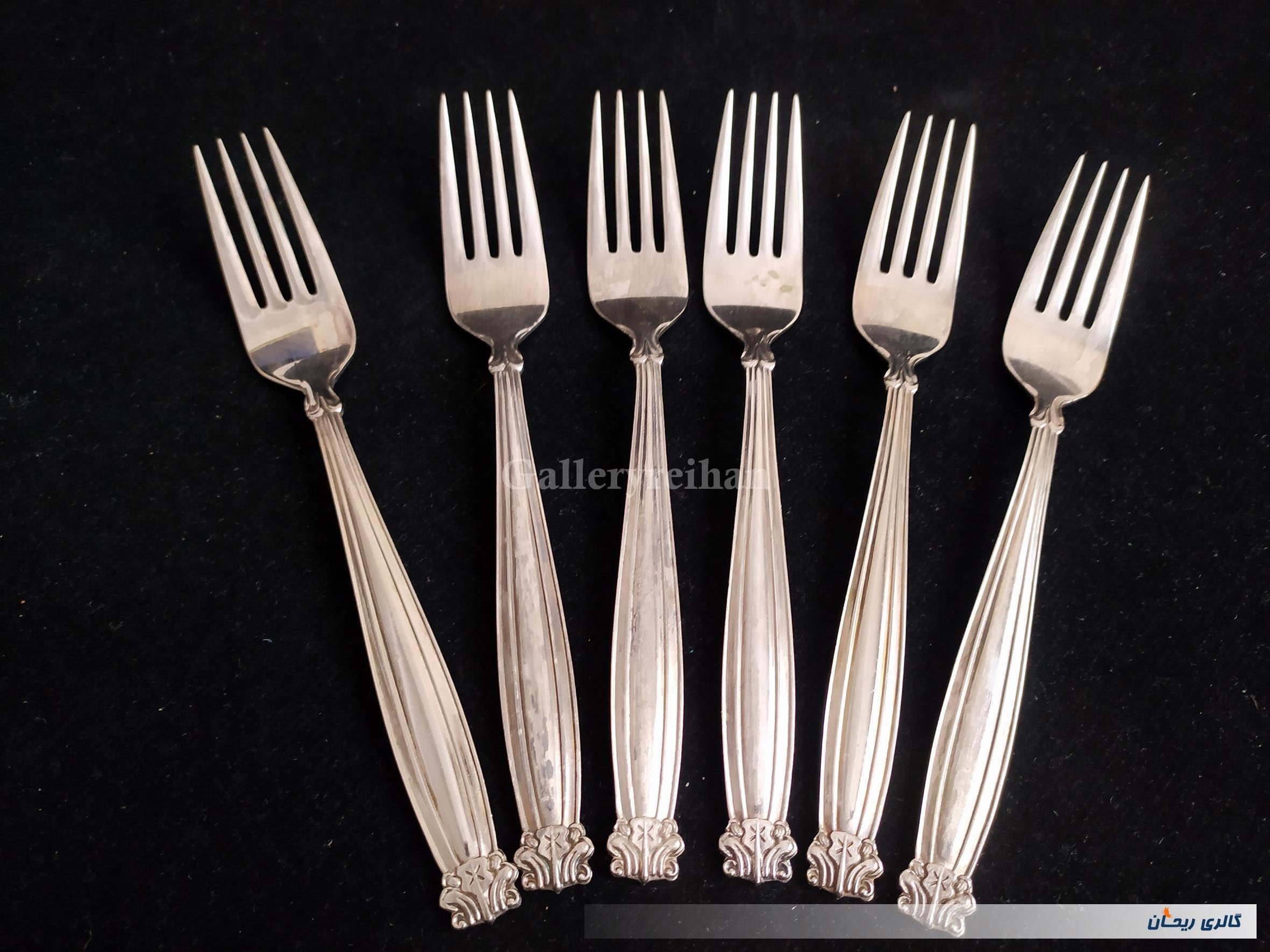 6عدد چنگال قدیمی نوربلین ژاپن روکش نقره 