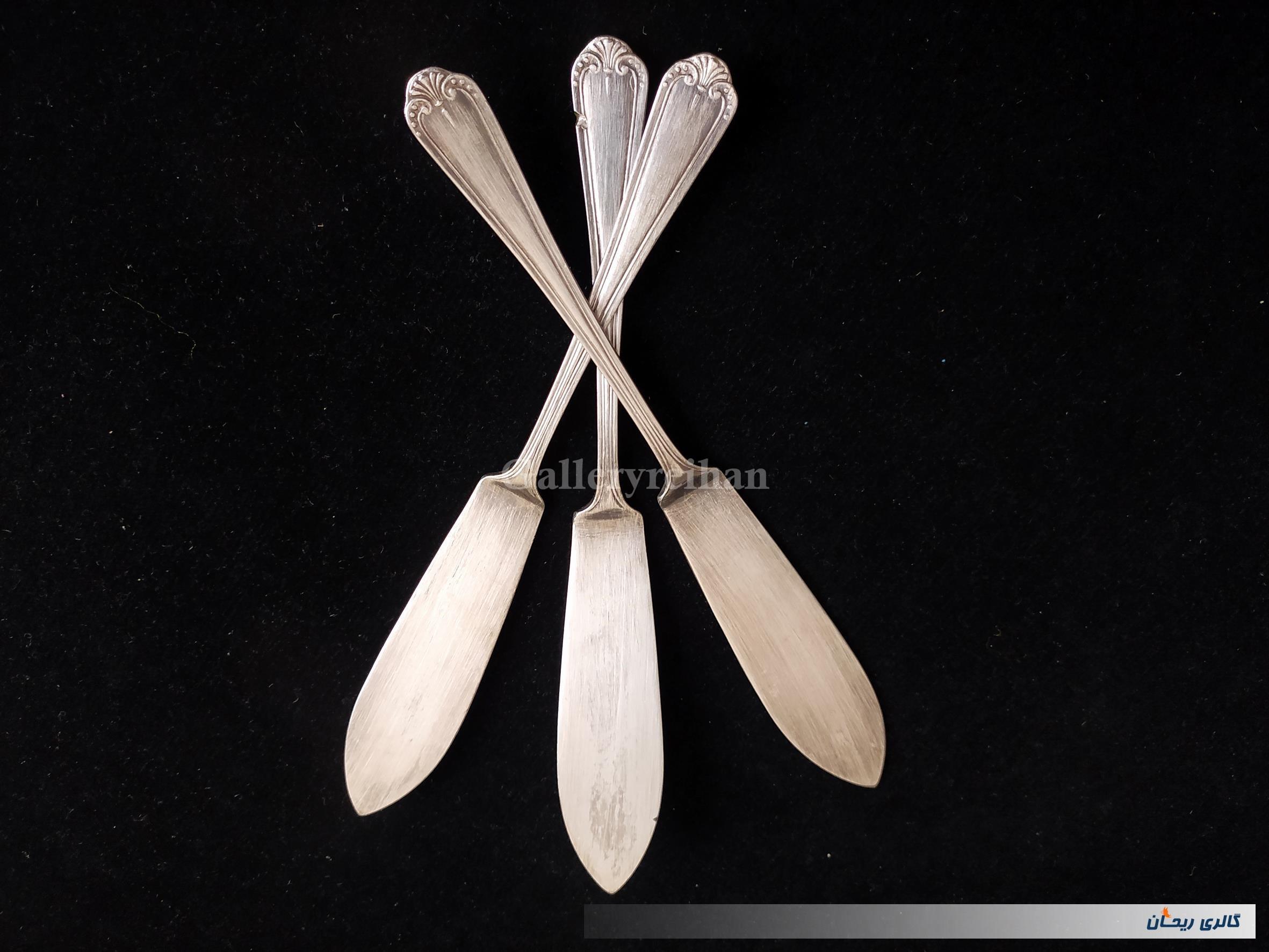 3 چاقو کره خوری قدیمی نوربلین یا روکش نقره 