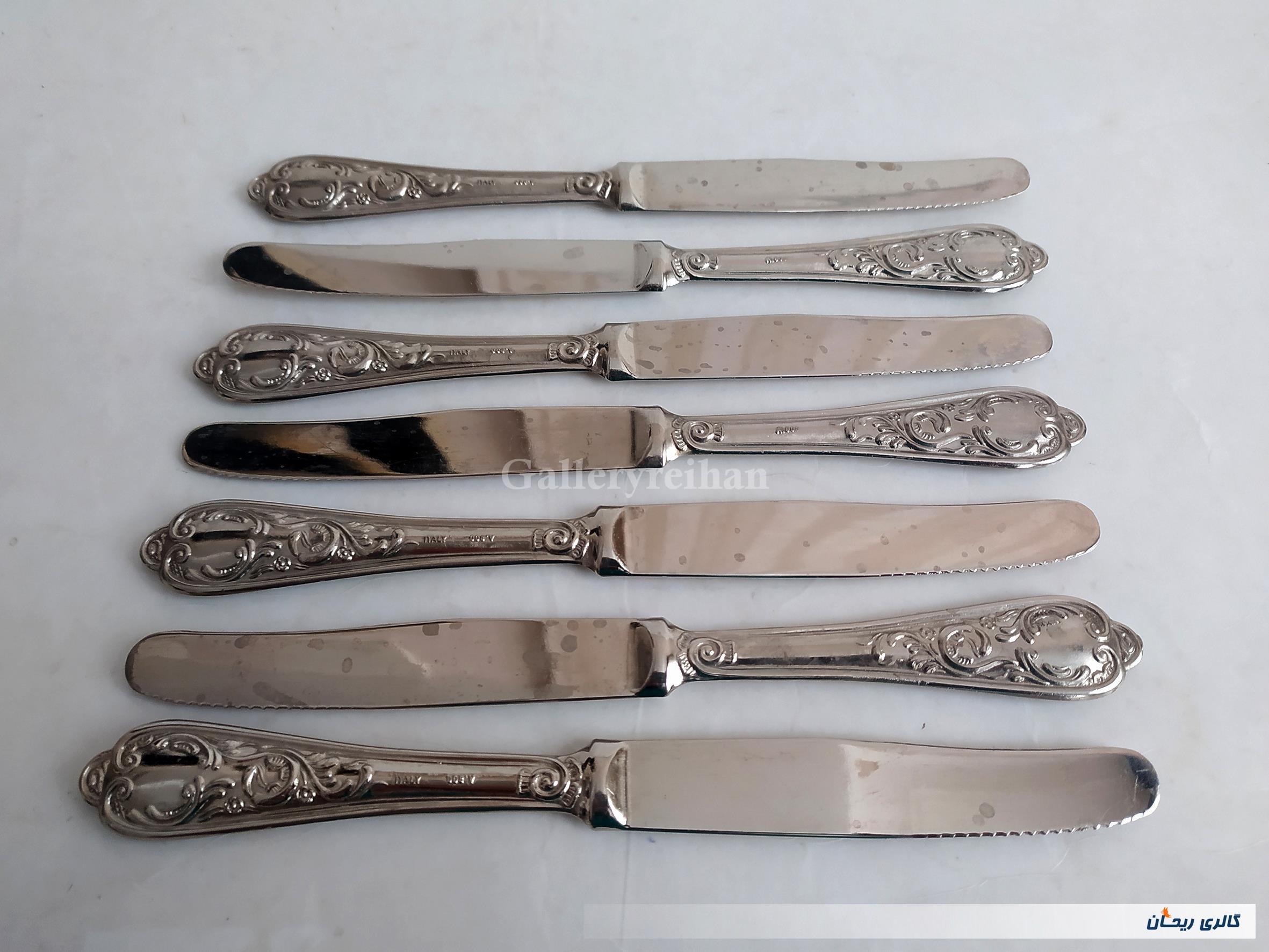 6 چاقوی قدیمی نوربلین یا روکش نقره ایتالیا 