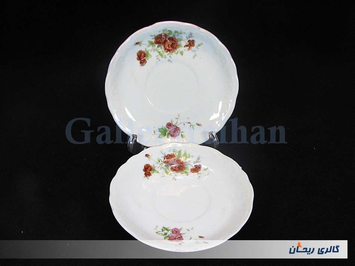 جفت دیوارکوب یا نعلبکی طرح گل سرخی قدیمی 