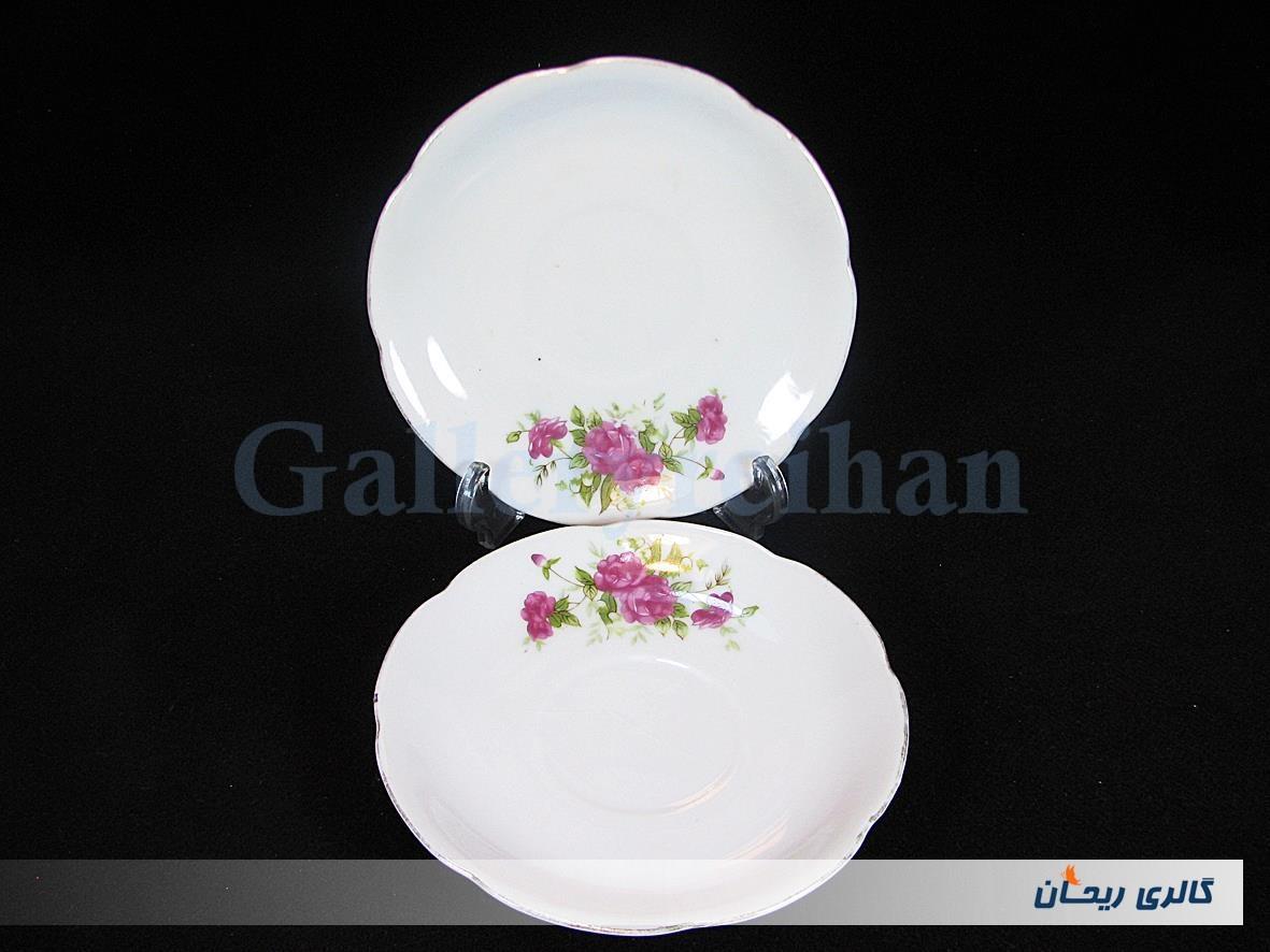 2 دیوارکوب یا زیرفنجانی طرح گل سرخی قدیمی