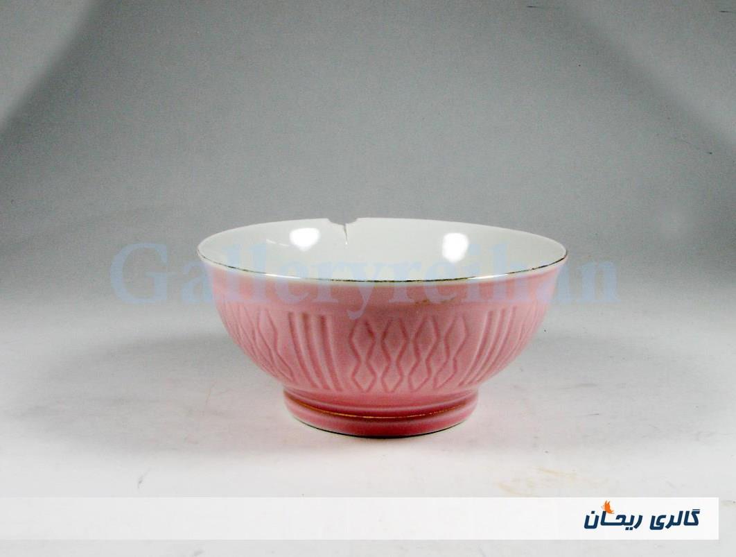 کاسه قدیمی صورتی نقش برجسته 