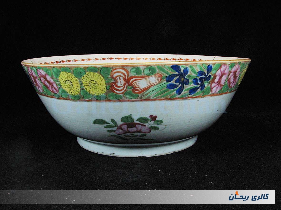 کاسه چینی نقاشی دست سایز غول پیکر قاجاری 