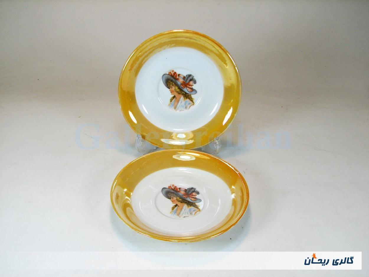 جفت نعلبکی قدیمی ساخت ایران طرح عکسی 