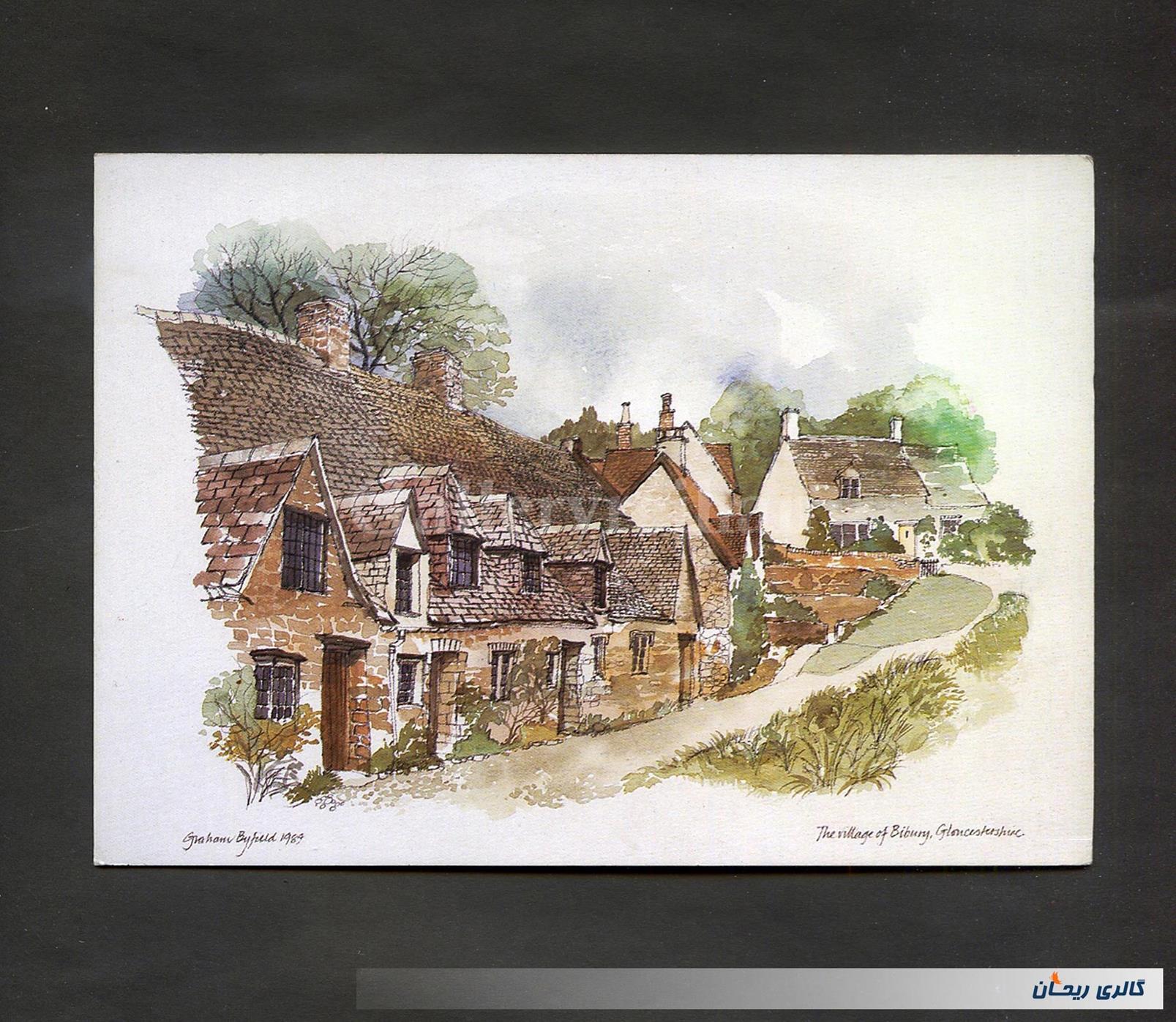 کارت پستال چاپ انگلستان طرح نقاشی روستا 
