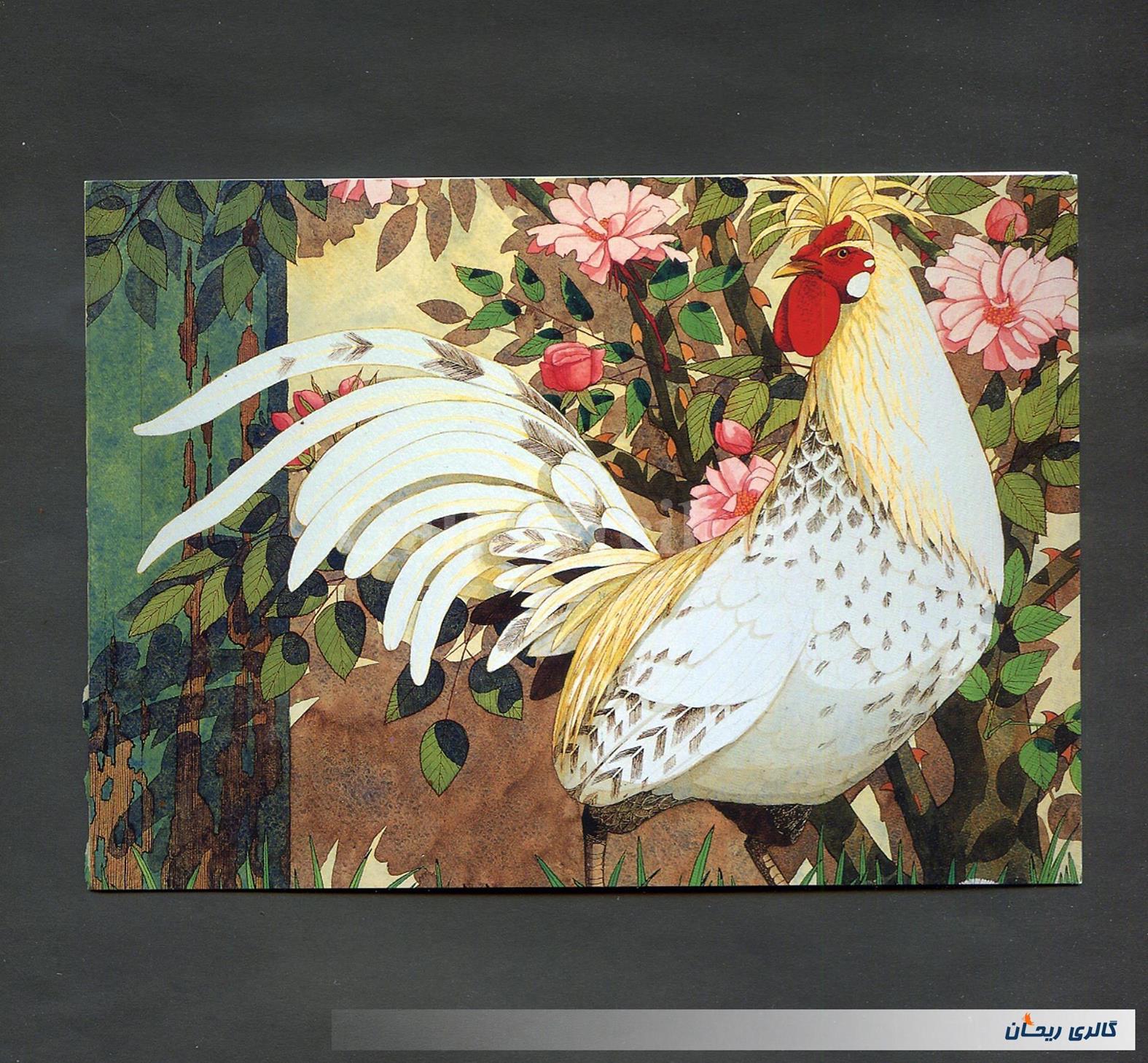 کارت پستال انتشارات وودفیلد طرح خروس سفید