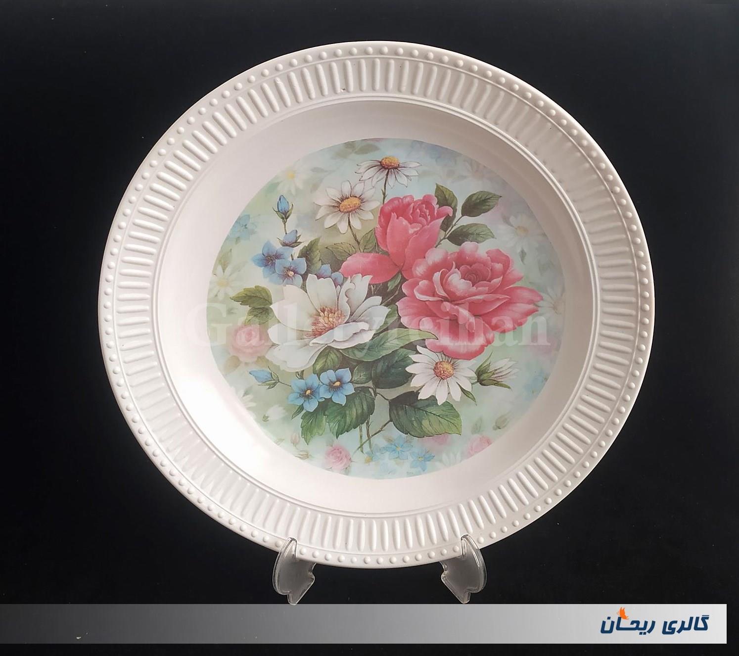 دیس قدیمی ملامین گرد طرح دسته گل