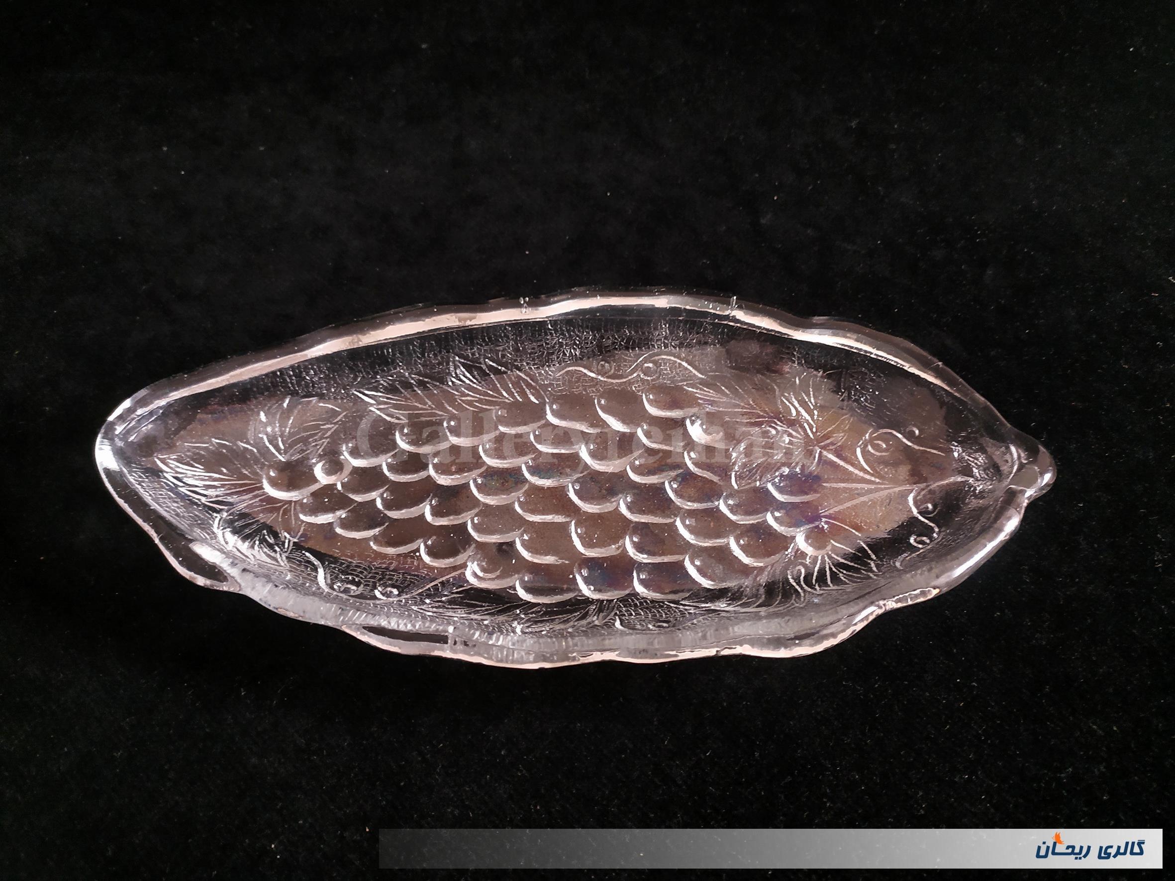 دیس بلوری یا خرما خوری طرح گل انگوری