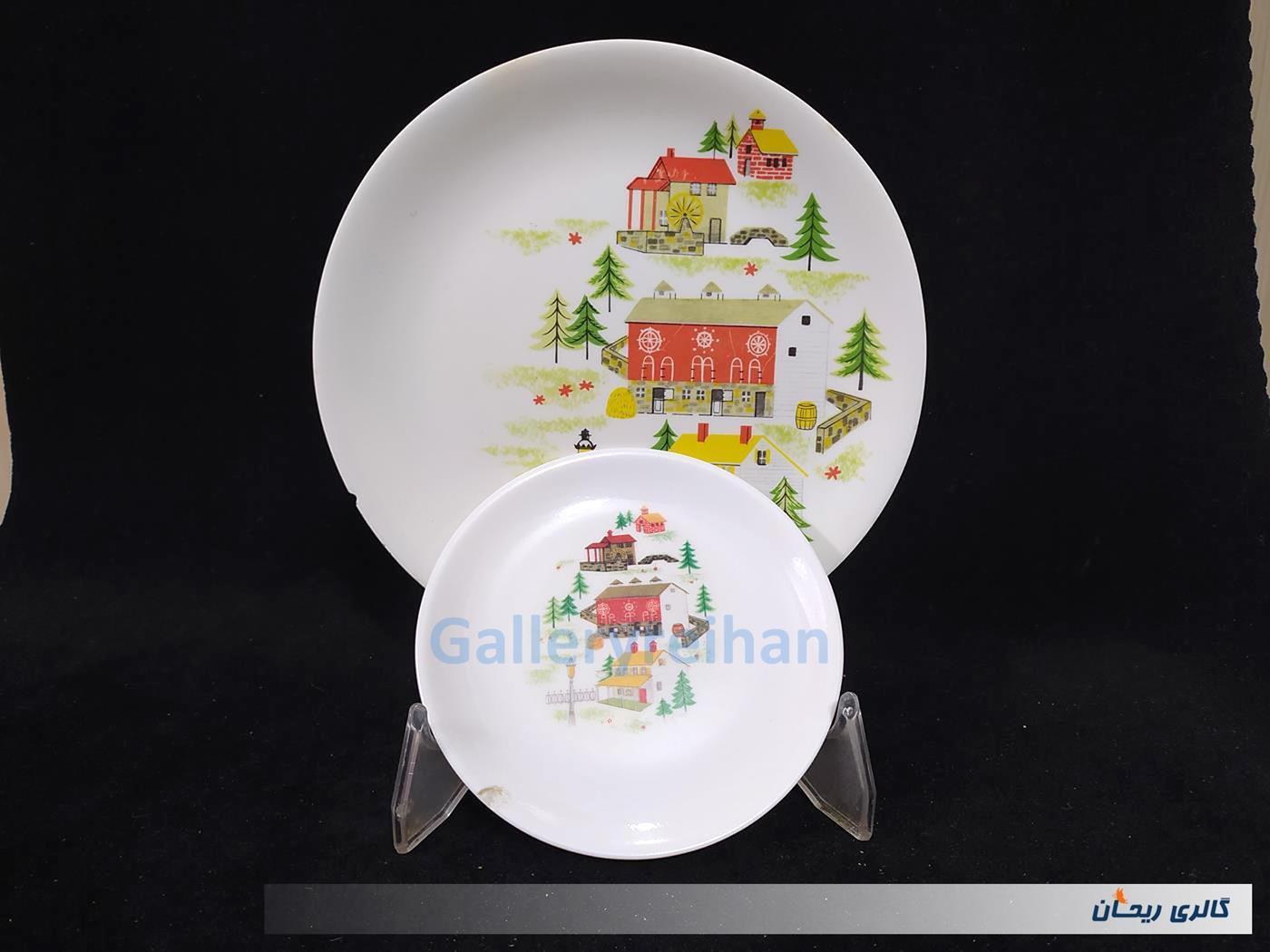 جفت دیوارکوب ملامین قدیمی و زیبا طرح کلبه