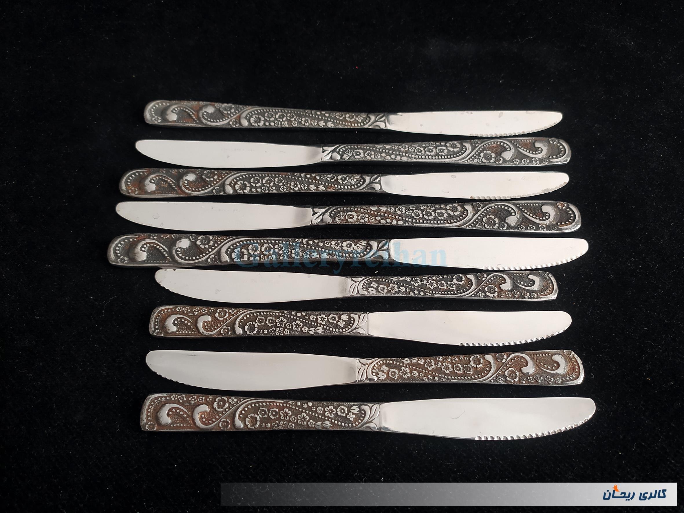 9عدد چاقوی قدیمیSTAINLESSبا طرح زیبا گل