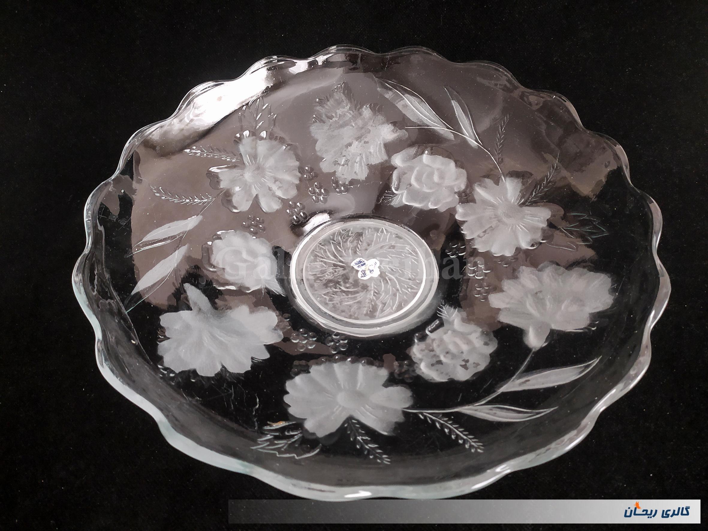 دیس میوه خوری بزرگ دو رنگ طرح گل