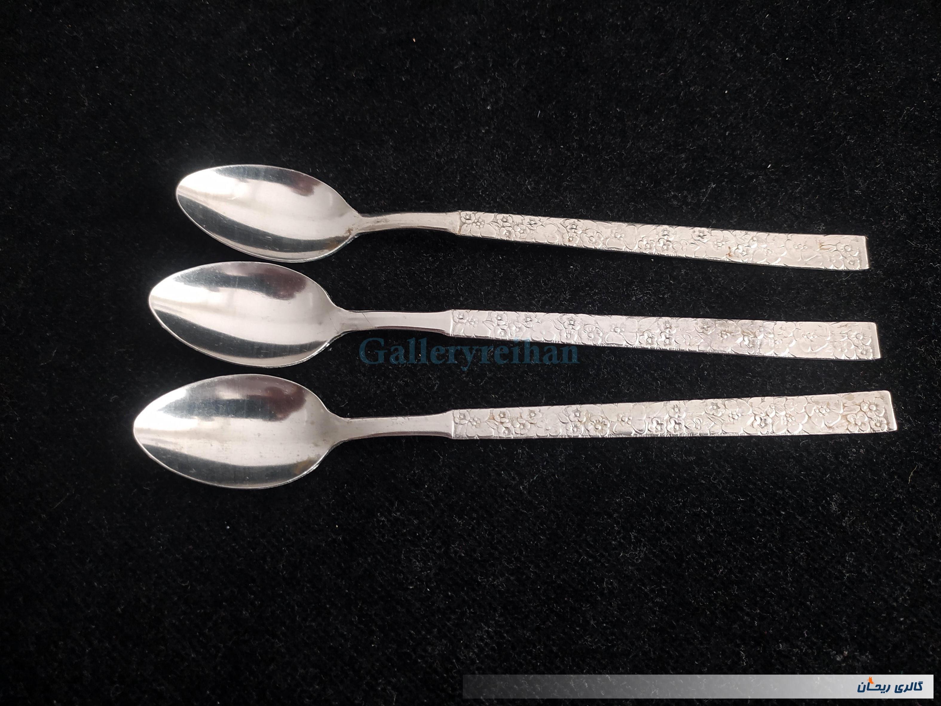 3عدد قاشق شربت خوری قدیمیSTAINLESS طرح گل