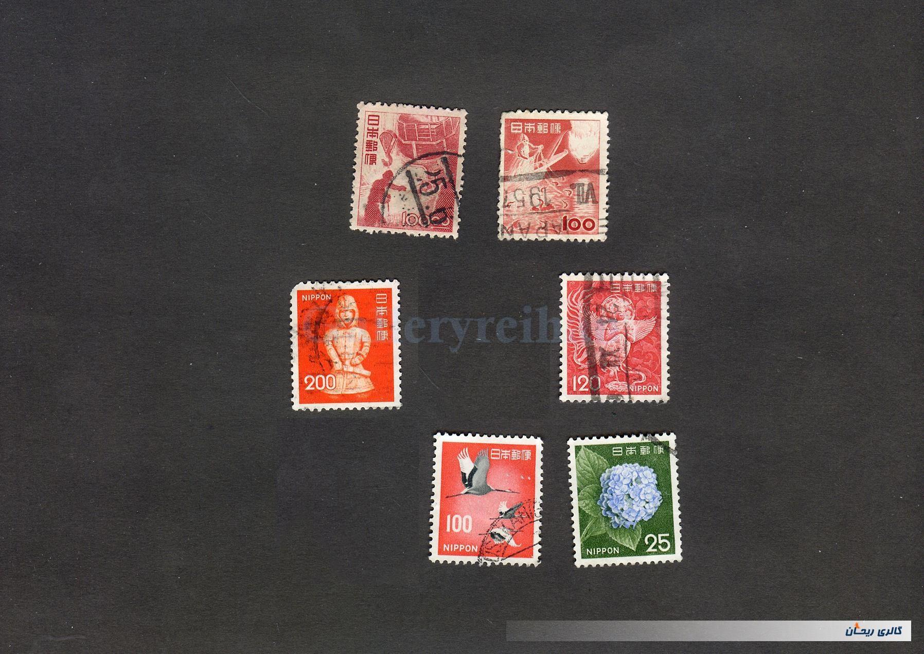 6عدد تمبر قدیمی و کمیاب کشور ژاپن 