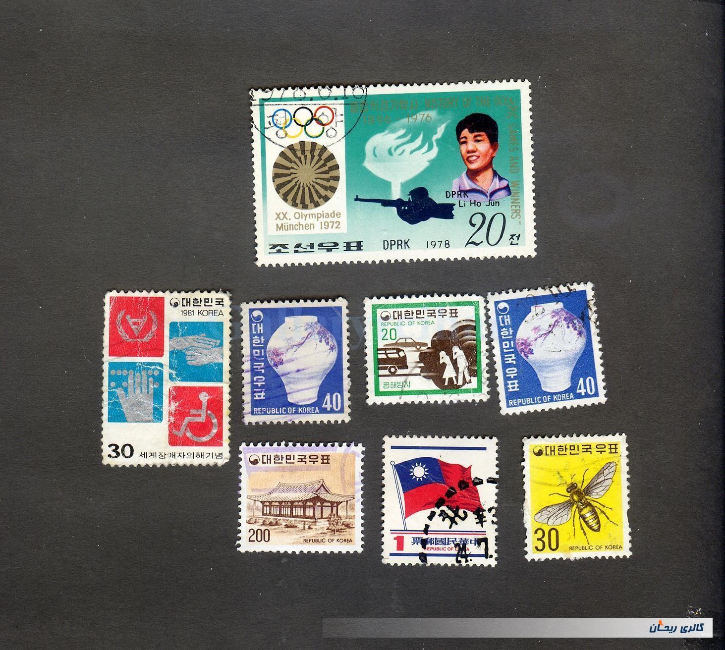 8عدد تمبر قدیمی و خاص کشور کره 