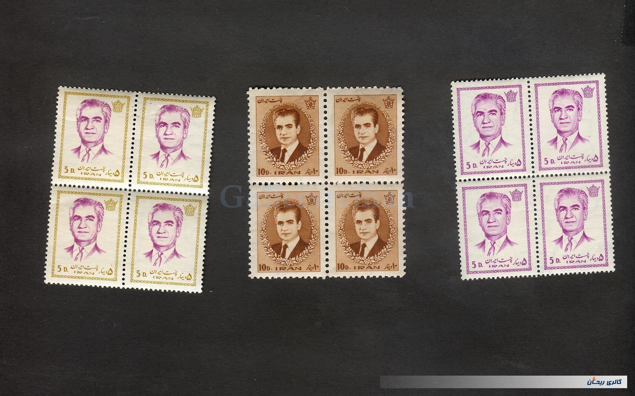 12 عدد تمبر بلوکی زمان محمدرضاشاه 