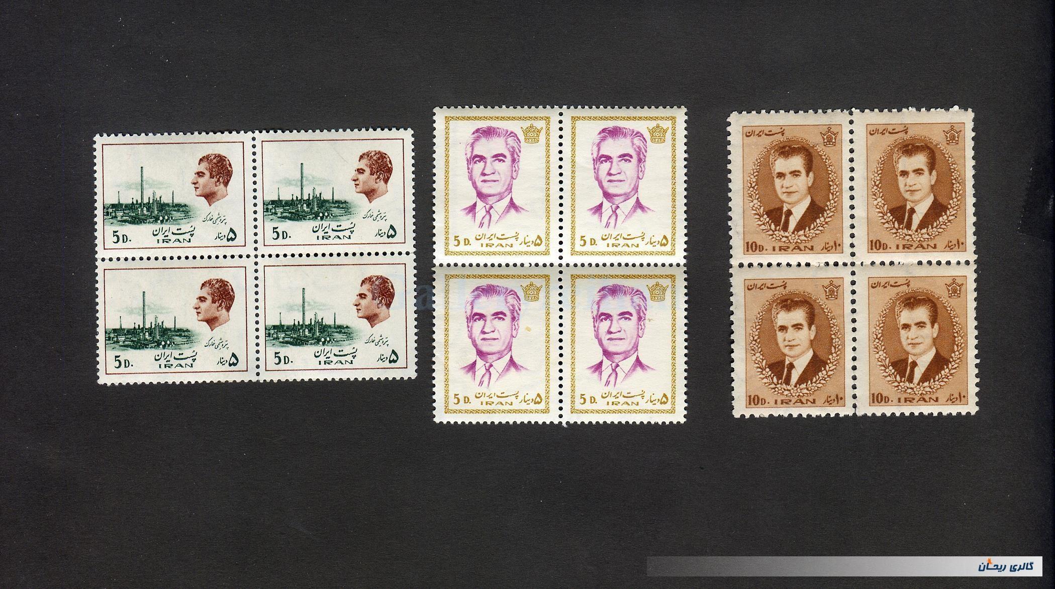 12 عدد تمبر بلوکی زمان محمدرضاشاه 