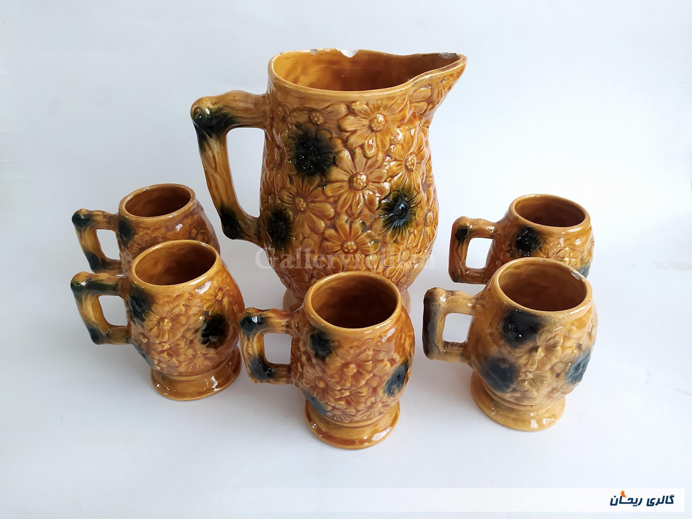 پارچ و لیوان سرامیکی قدیمی