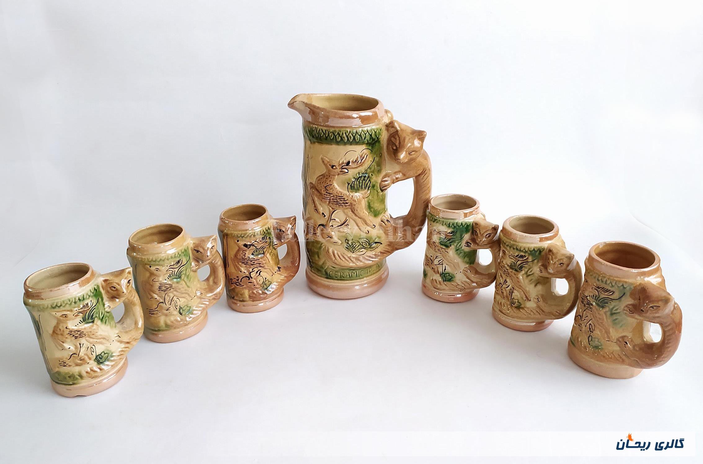 پارچ و لیوان سرامیکی قدیمی