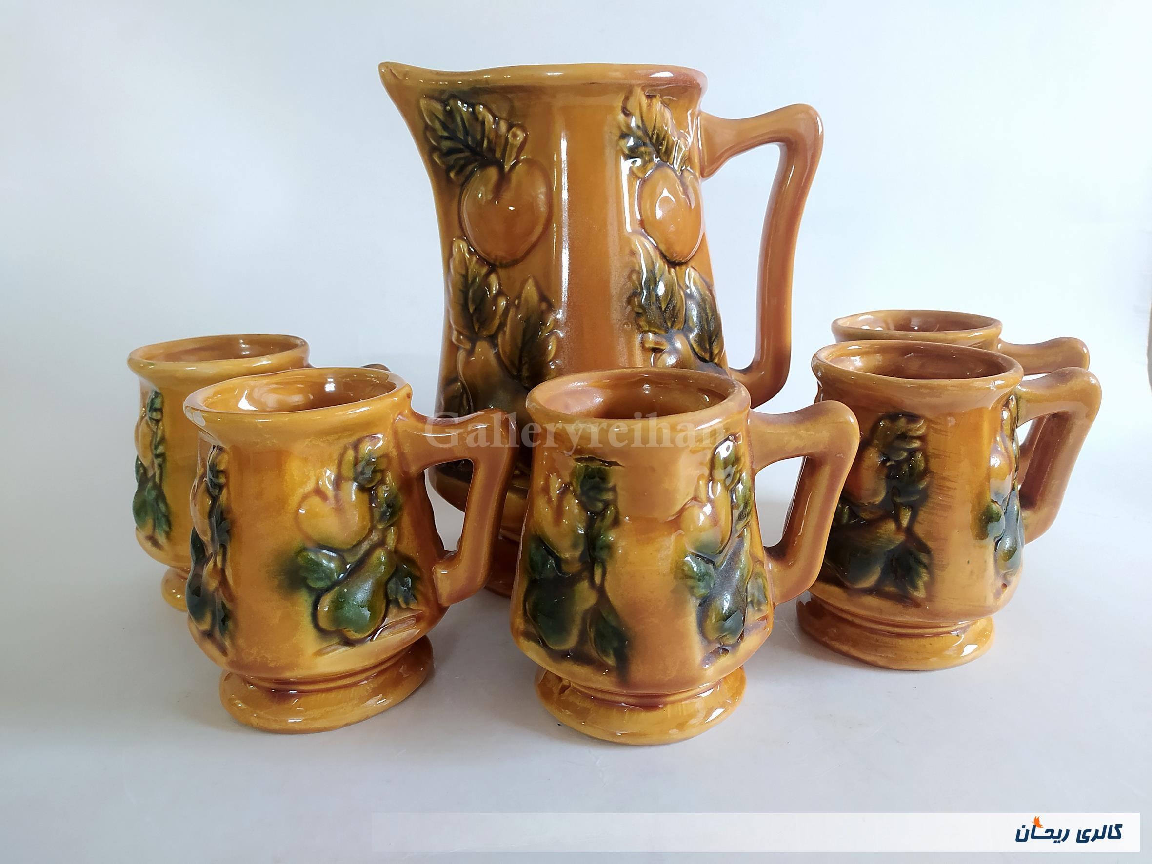 پارچ و لیوان سرامیکی قدیمی 