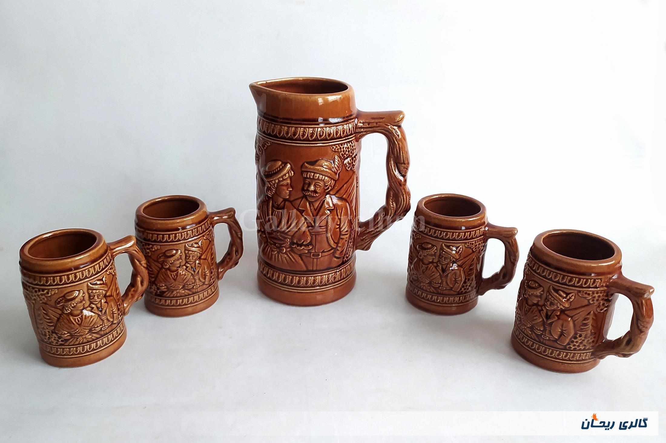 پارچ و لیوان سرامیکی قدیمی