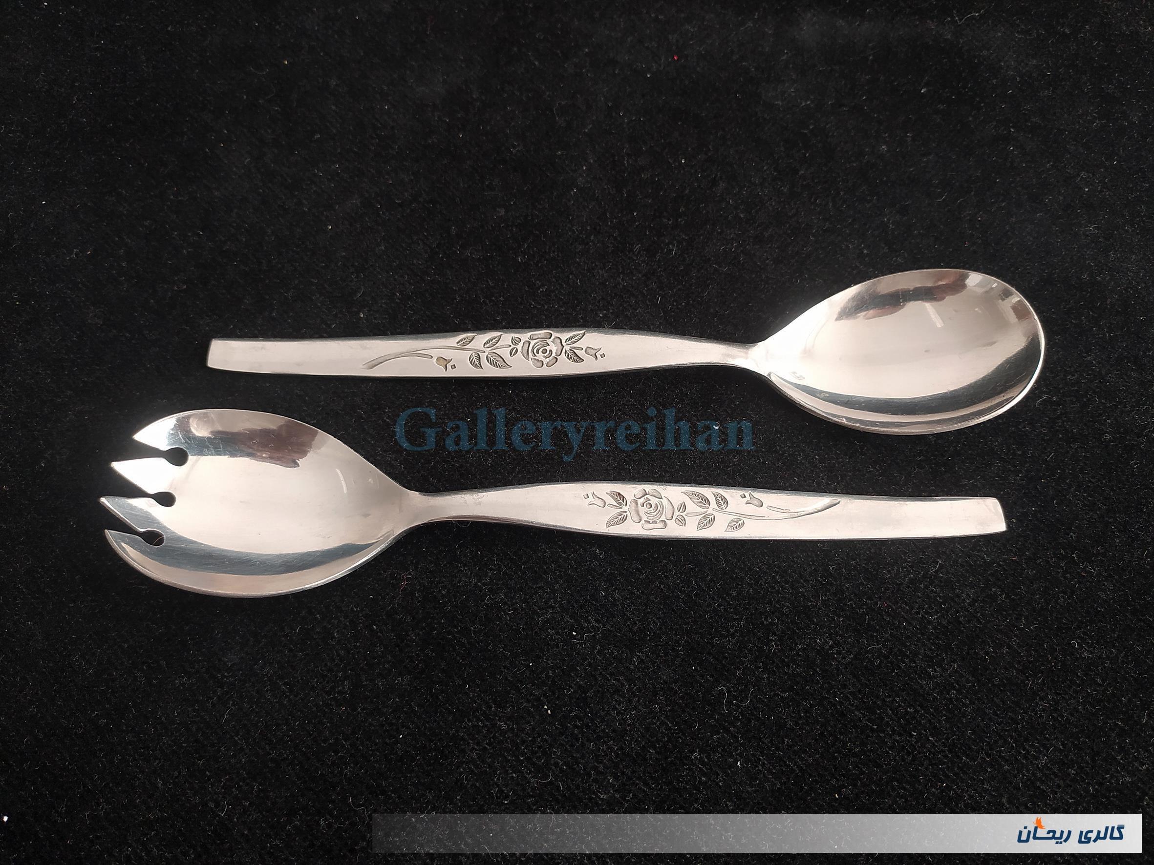 قاشق و چنگال قدیمی سالاد بزرگ STAINLESS